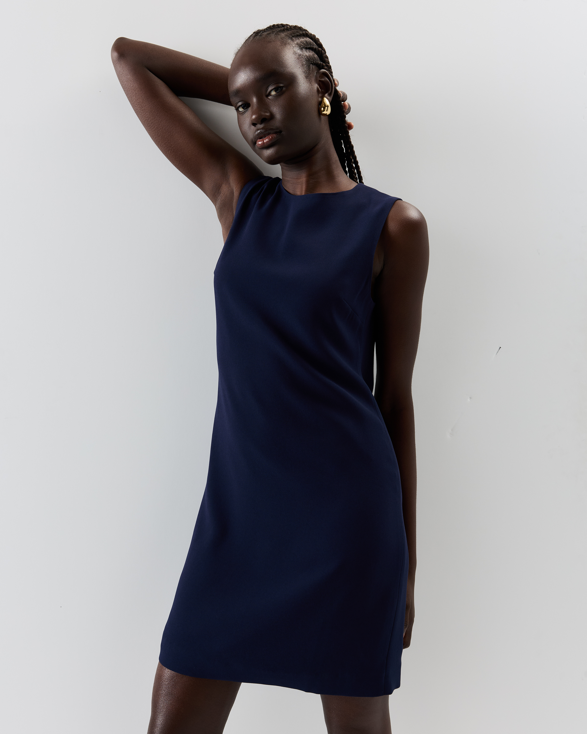 blue stripe wrap dress French Connection Women's 90S Denim Button-Front Sleeveless Dress - 40-Blue Denim Wash main image 0