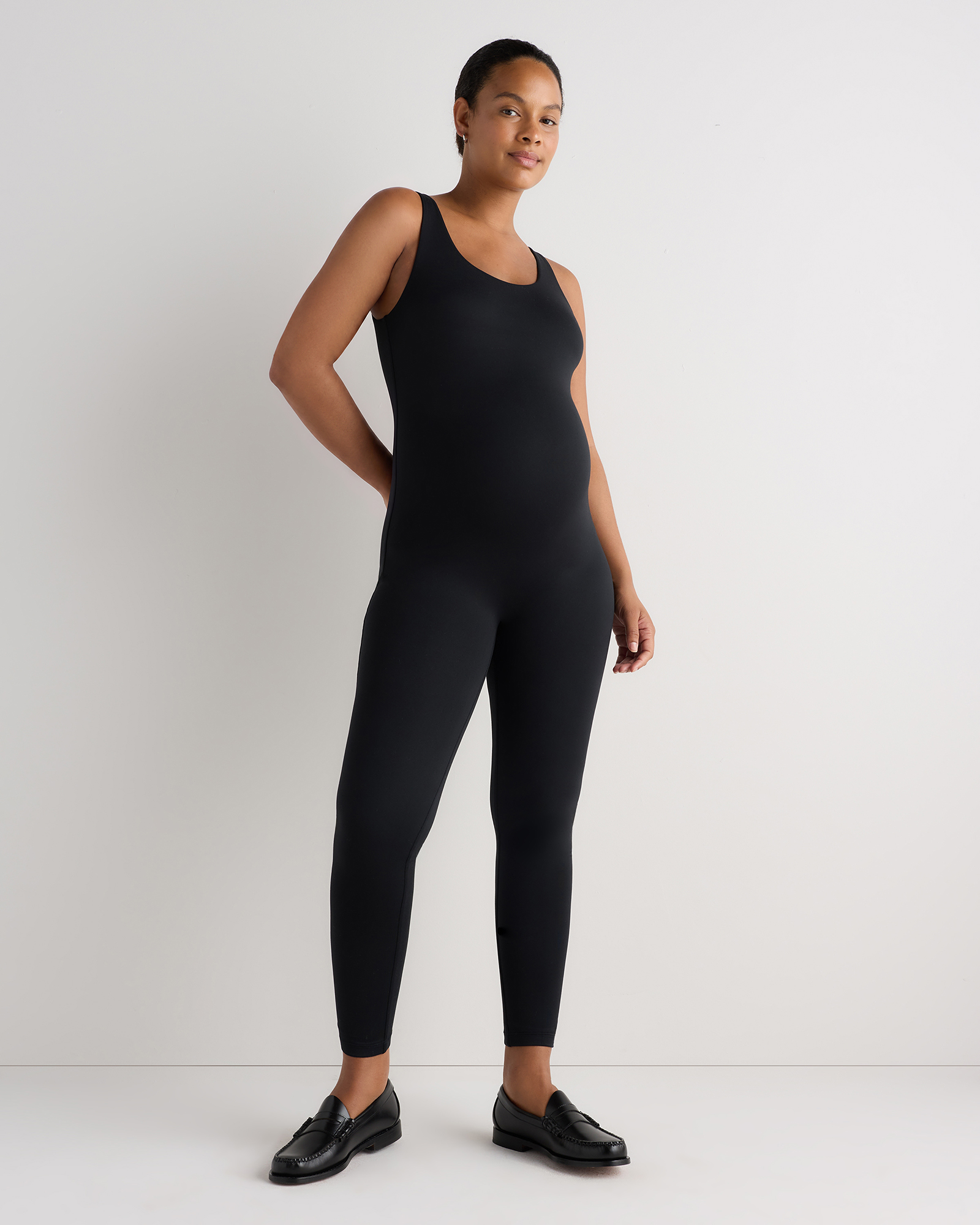 Bold Black Smooth Stretch Maternity Jumpsuit