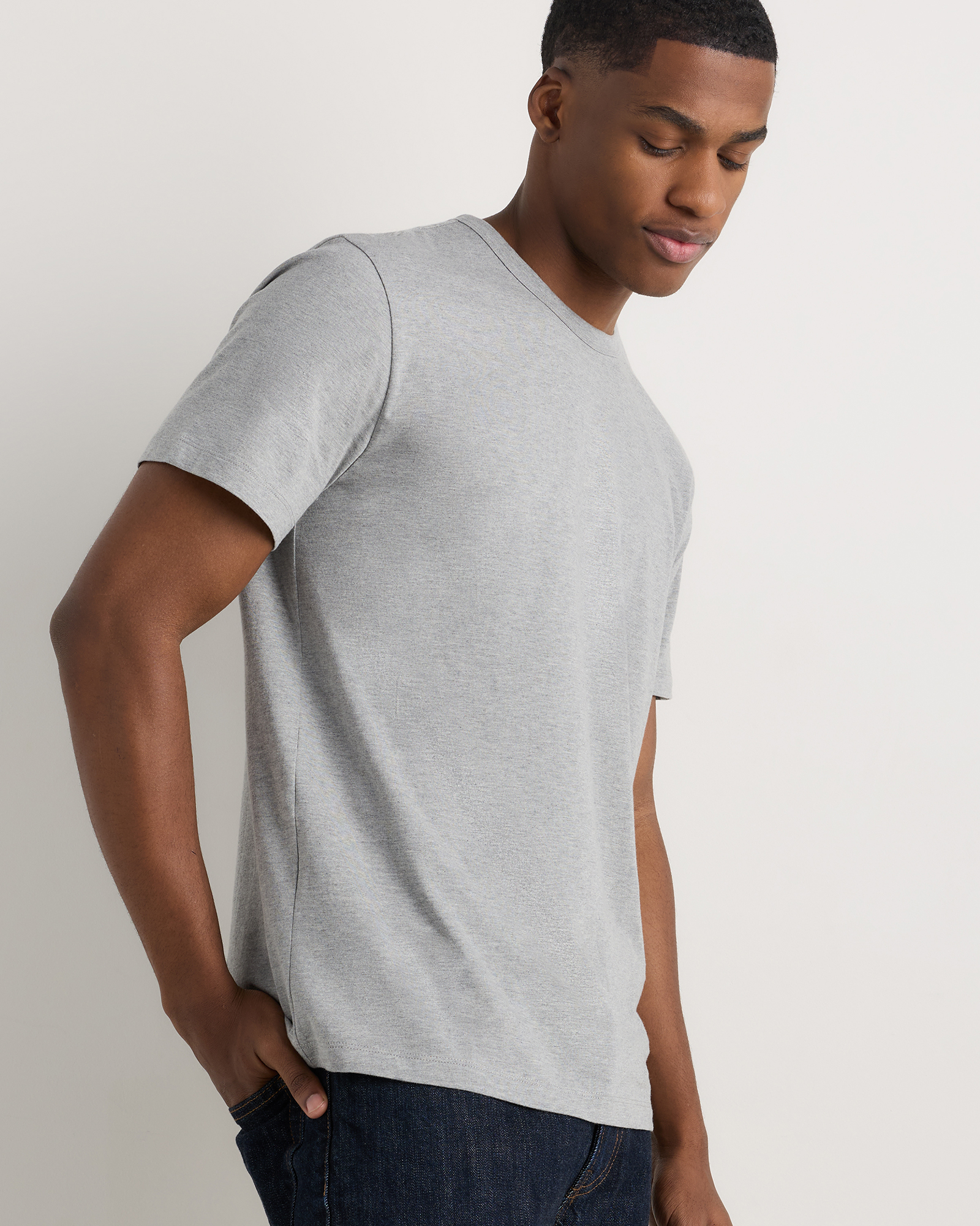 Organic Cotton Micro-Rib Elbow Sleeve Tee