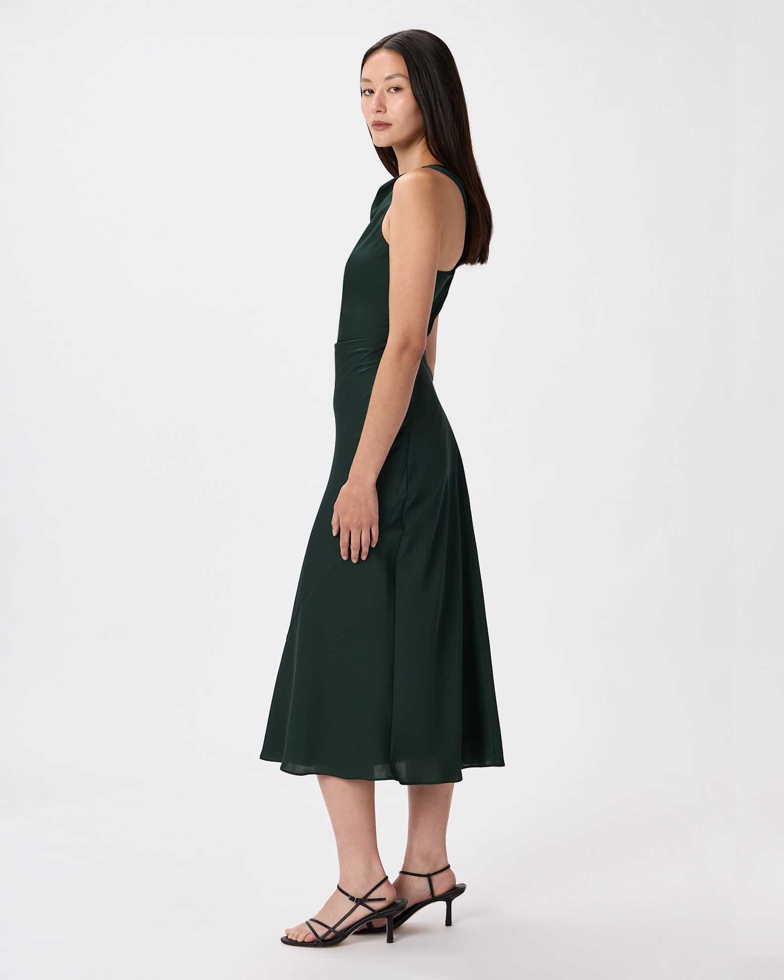 Women's Washable Stretch Silk High Neck Midi Dress in Forest Green, Size Medium, Mulberry Silk by Quince Women's Washable Stretch Silk High Neck Midi Dress in Forest Green, Size Medium, Mulberry Silk by Quince