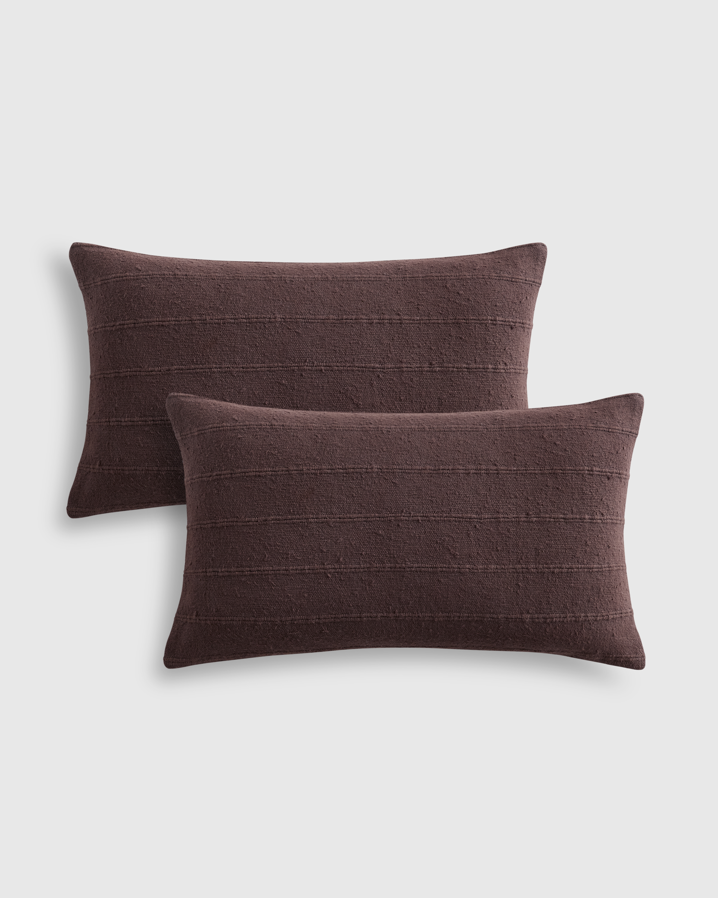 textured striped cotton pillow cover (set of 2), 22x22, espresso