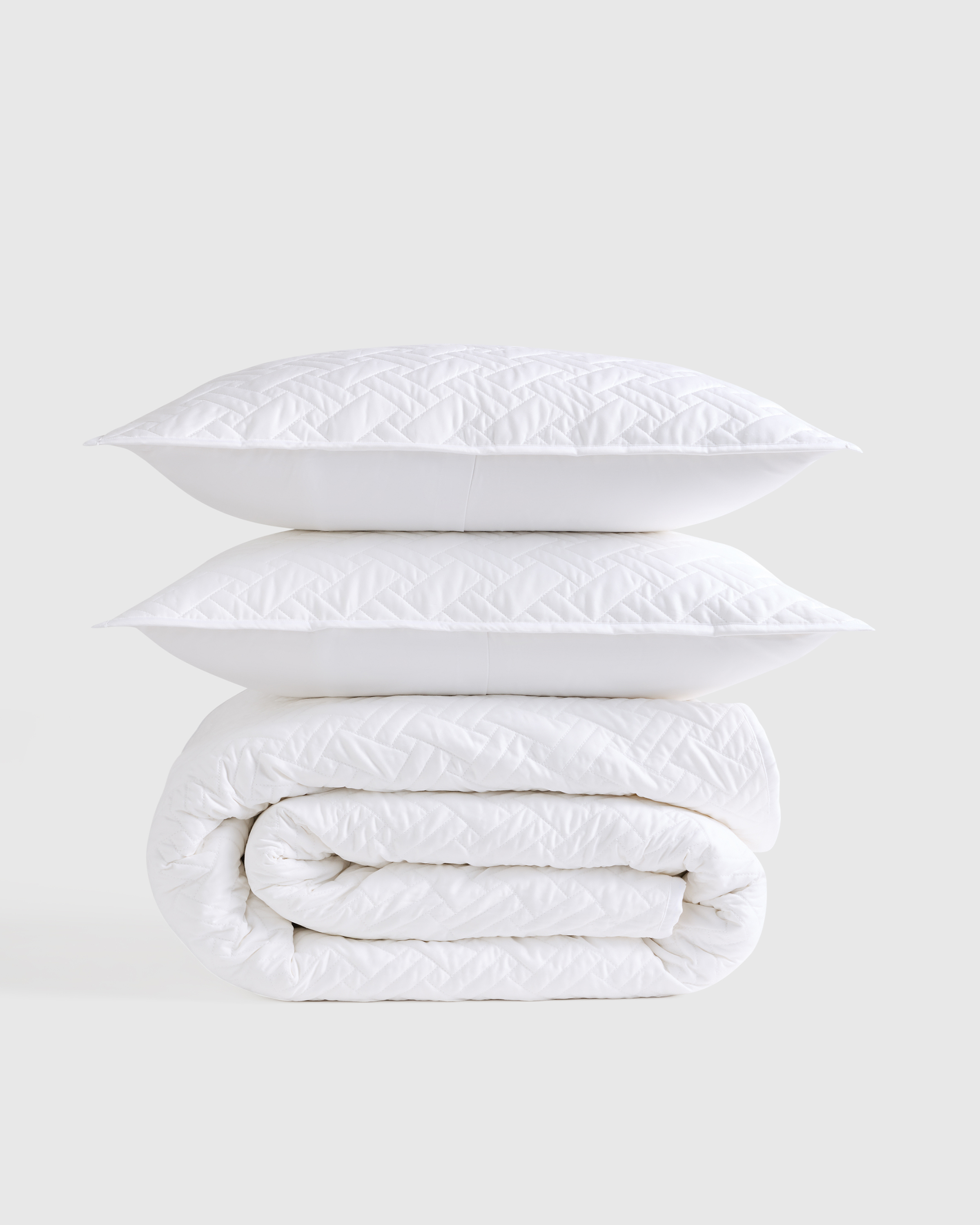 Organic Cotton Basketweave Quilt Set (White)