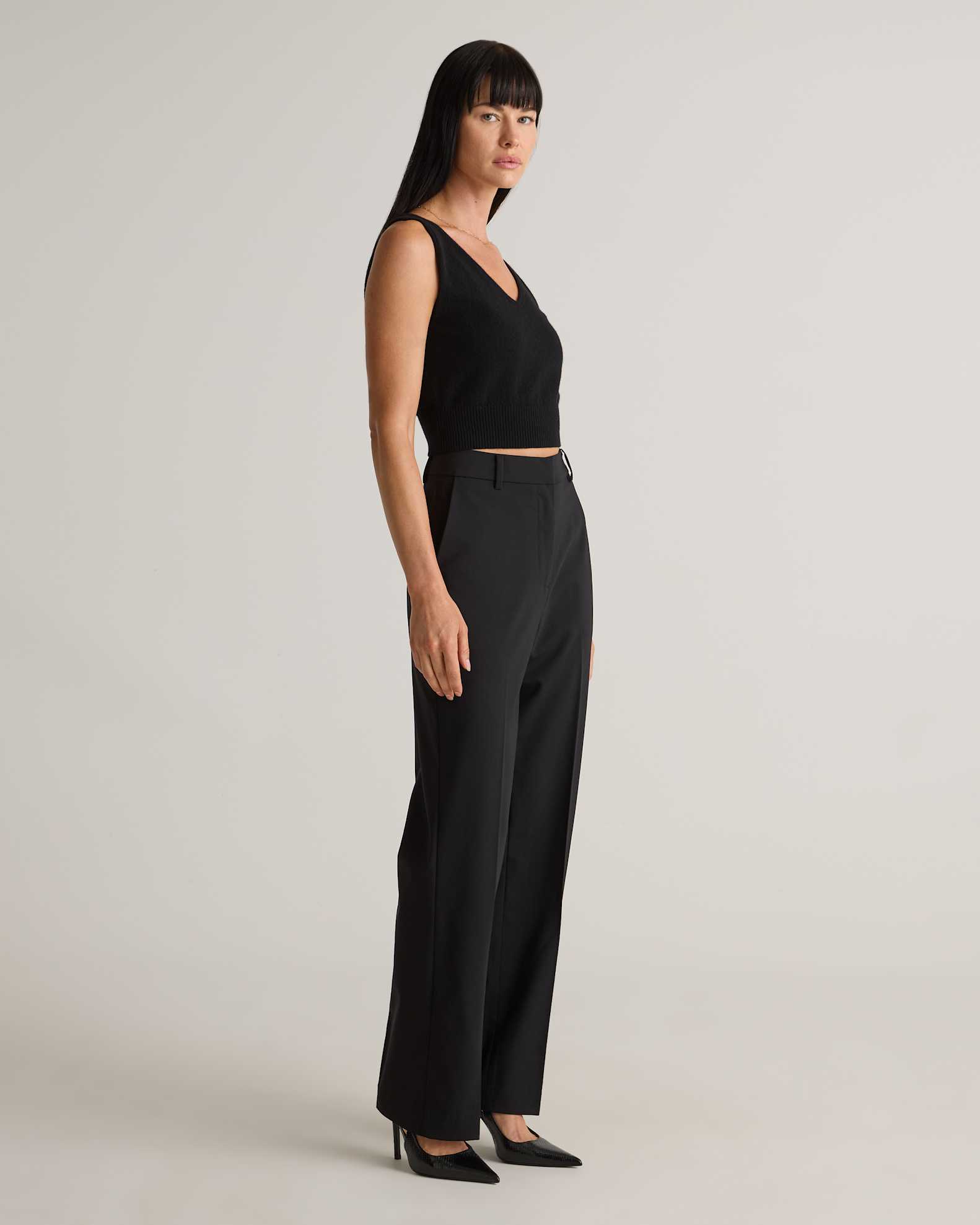 Women's Italian Wool Straight Leg Pants in Black, Size 14 by Quince Women's Italian Wool Straight Leg Pants in Black, Size 14 by Quince