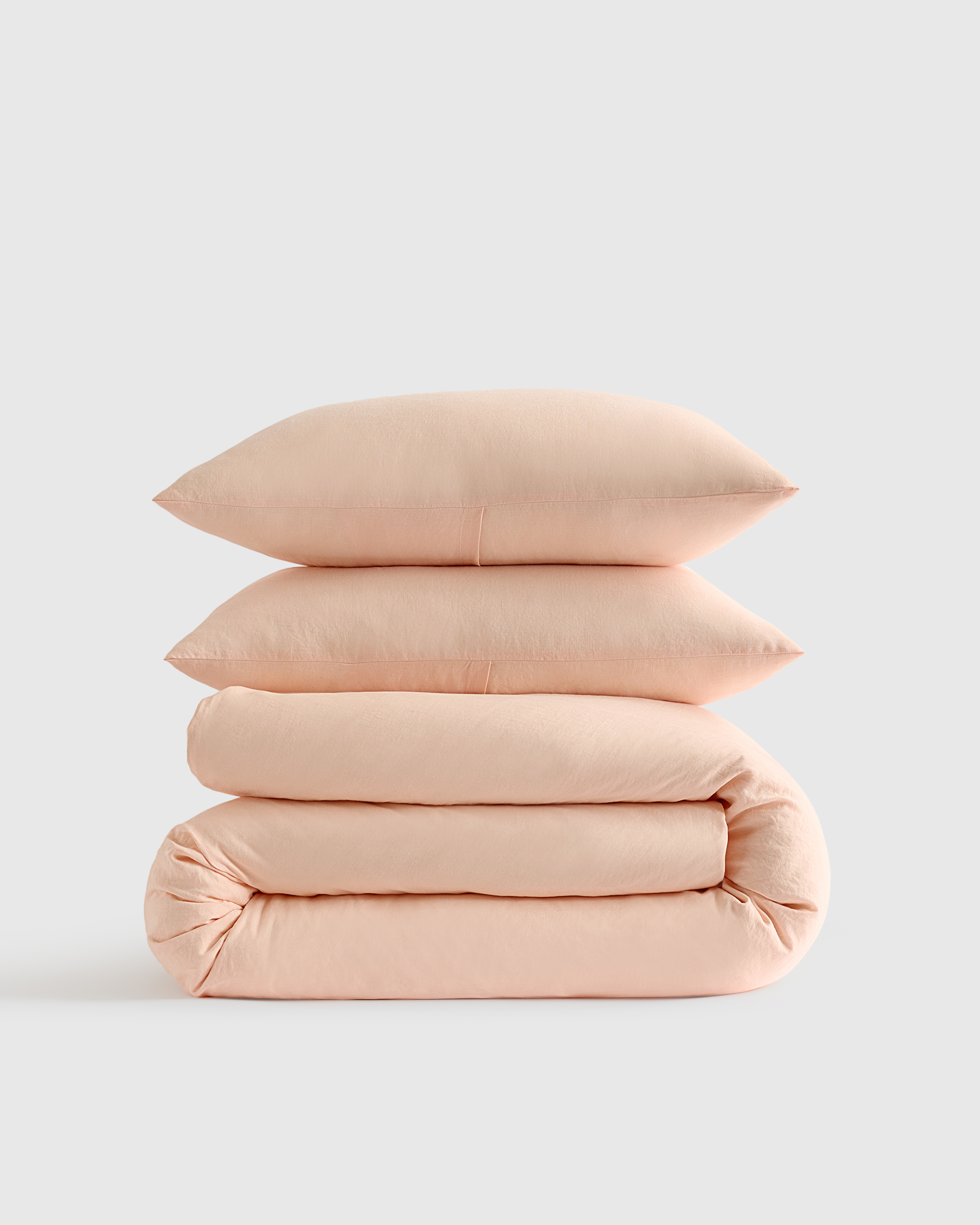 Peach European Linen Duvet Cover Set