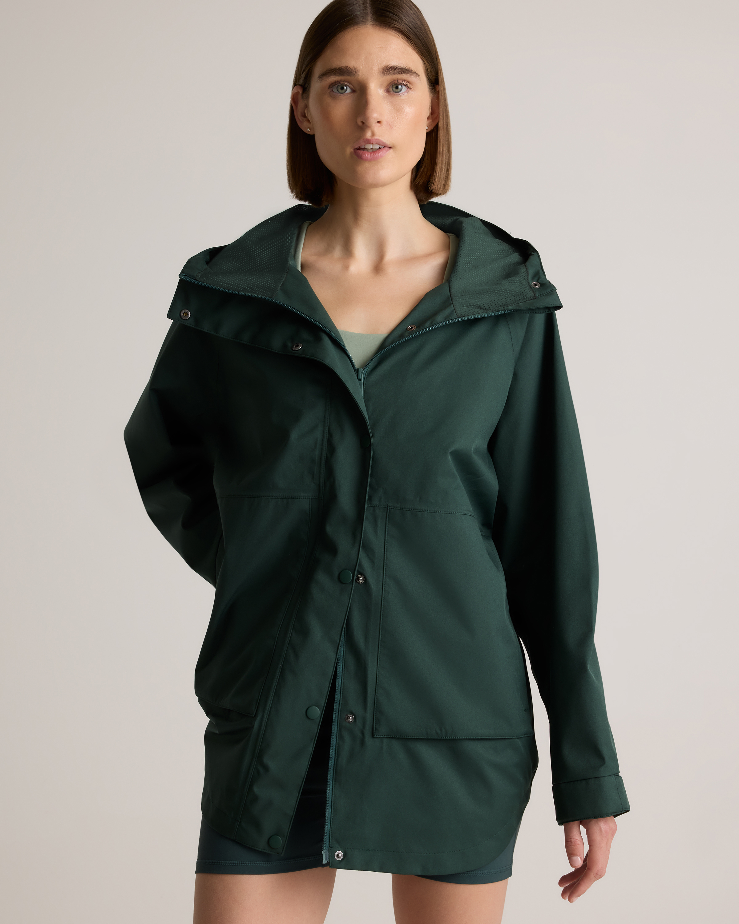 Weather Proof Oversized Rain Jacket in Dark Spruce