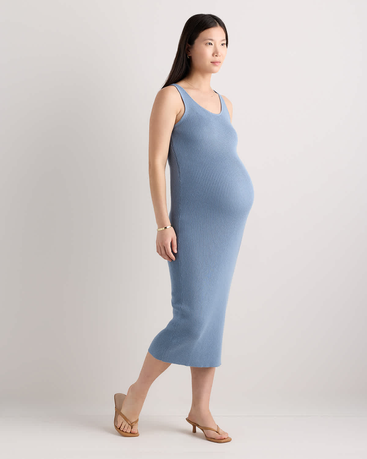 fitted dress for pregnancy Angel Maternity Annabella Wool Knit Maternity Midi Dress in Pink