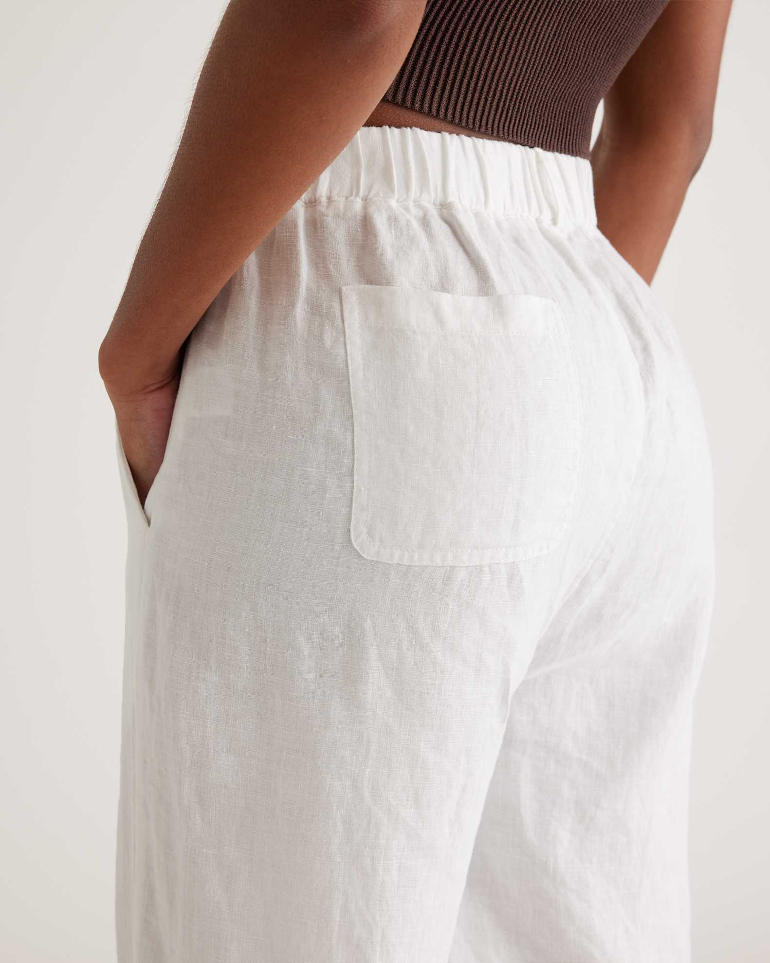 Women's Linen Pants in White, Size Medium by Quince Women's Linen Pants in White, Size Medium by Quince