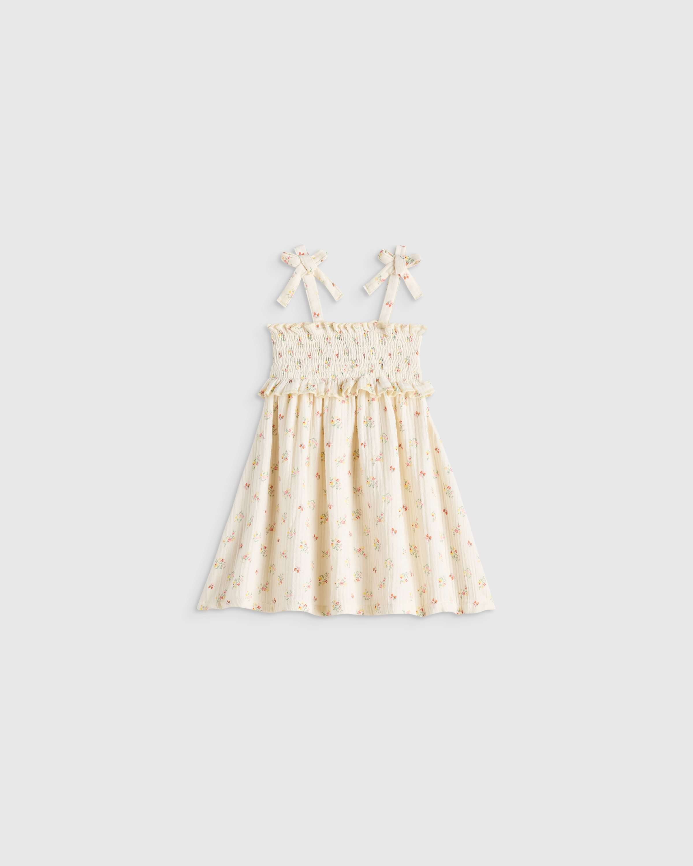 Strawberry Floral Girls Sleeveless Smocked Organic Cotton Gauze Dress