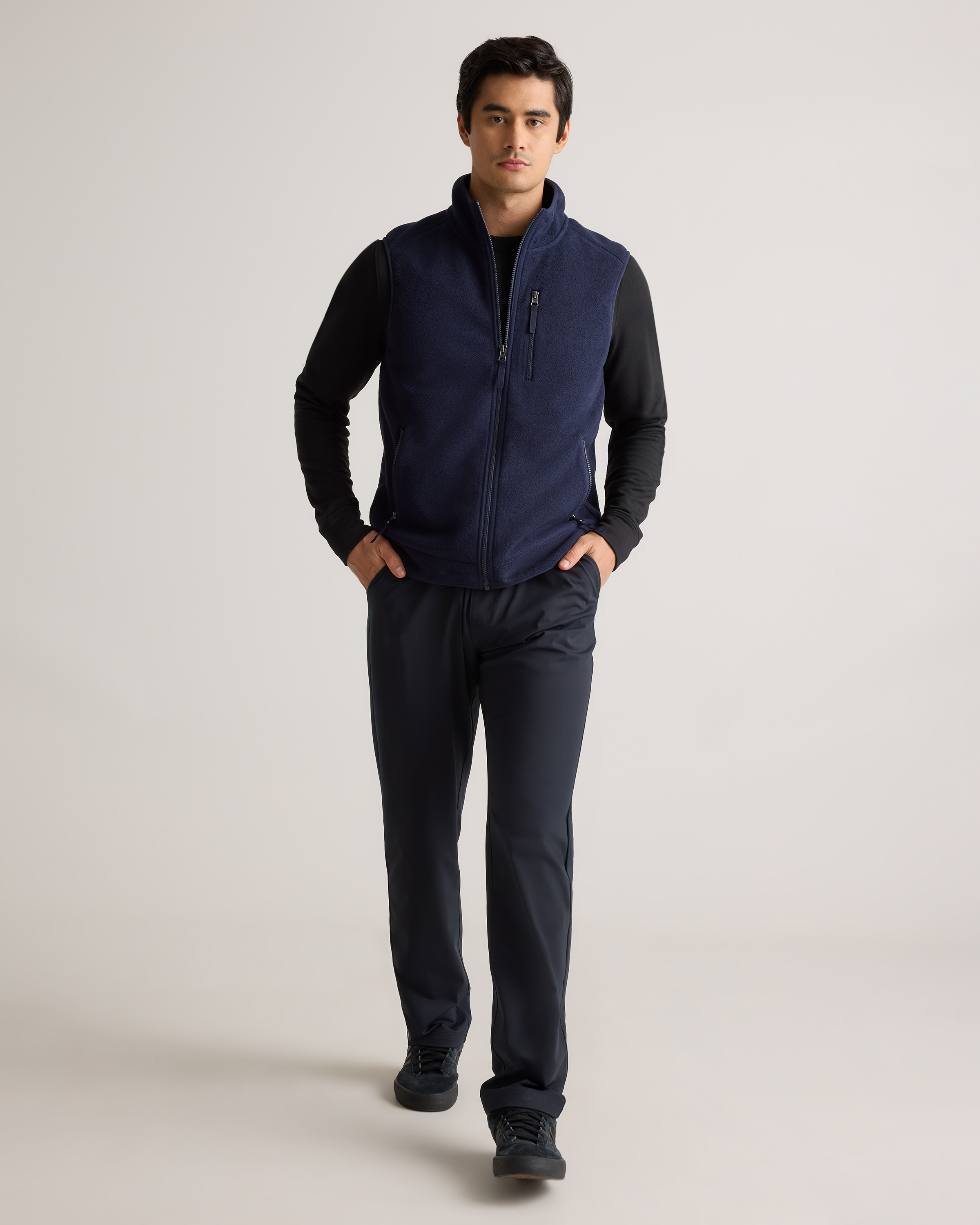 トップス XXL ENNOY PROFESSIONAL FLEECE VEST NAVY Polar Fleece Full-Zip Vest in Deep Navy