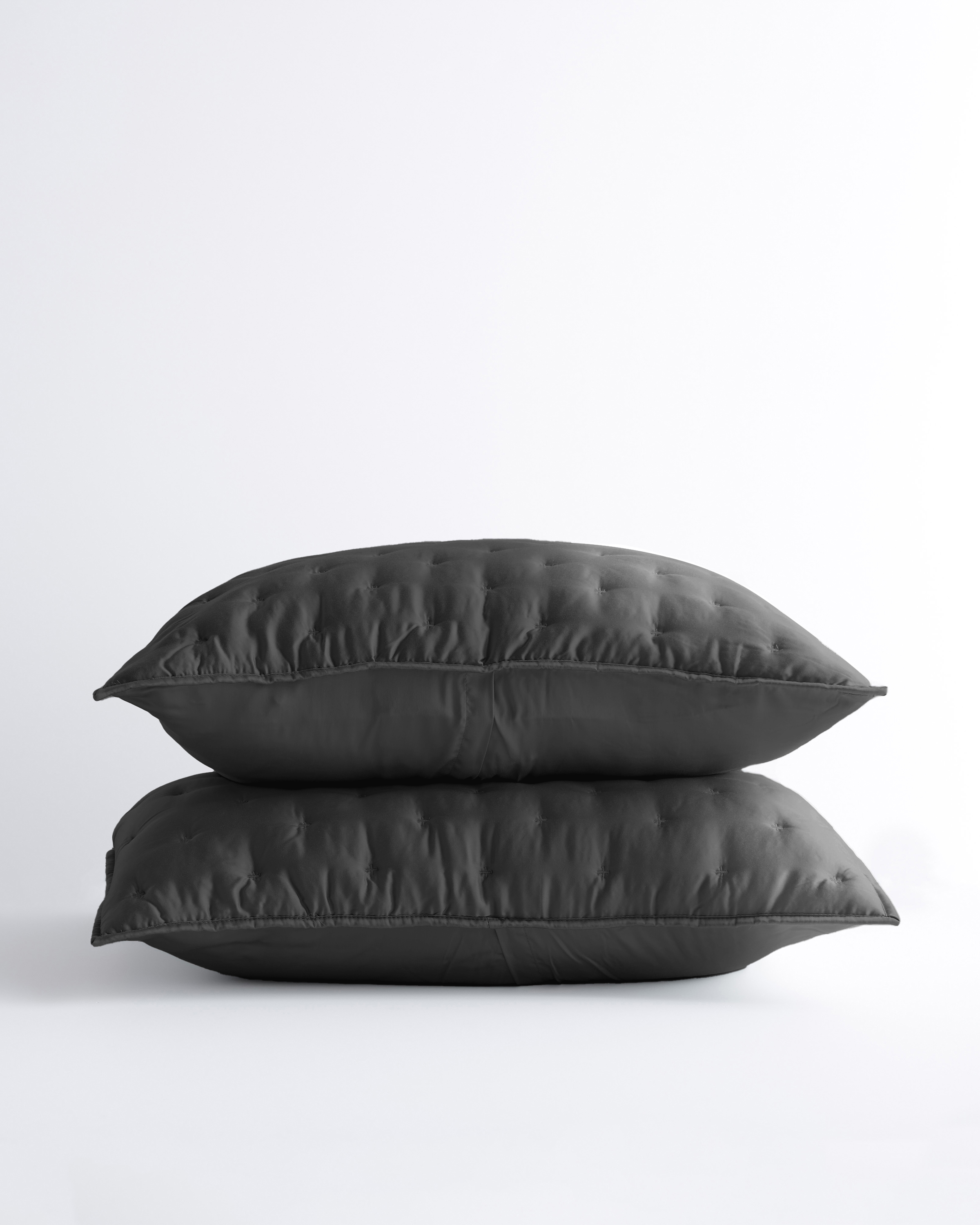 bamboo dream quilted sham set, standard, charcoal