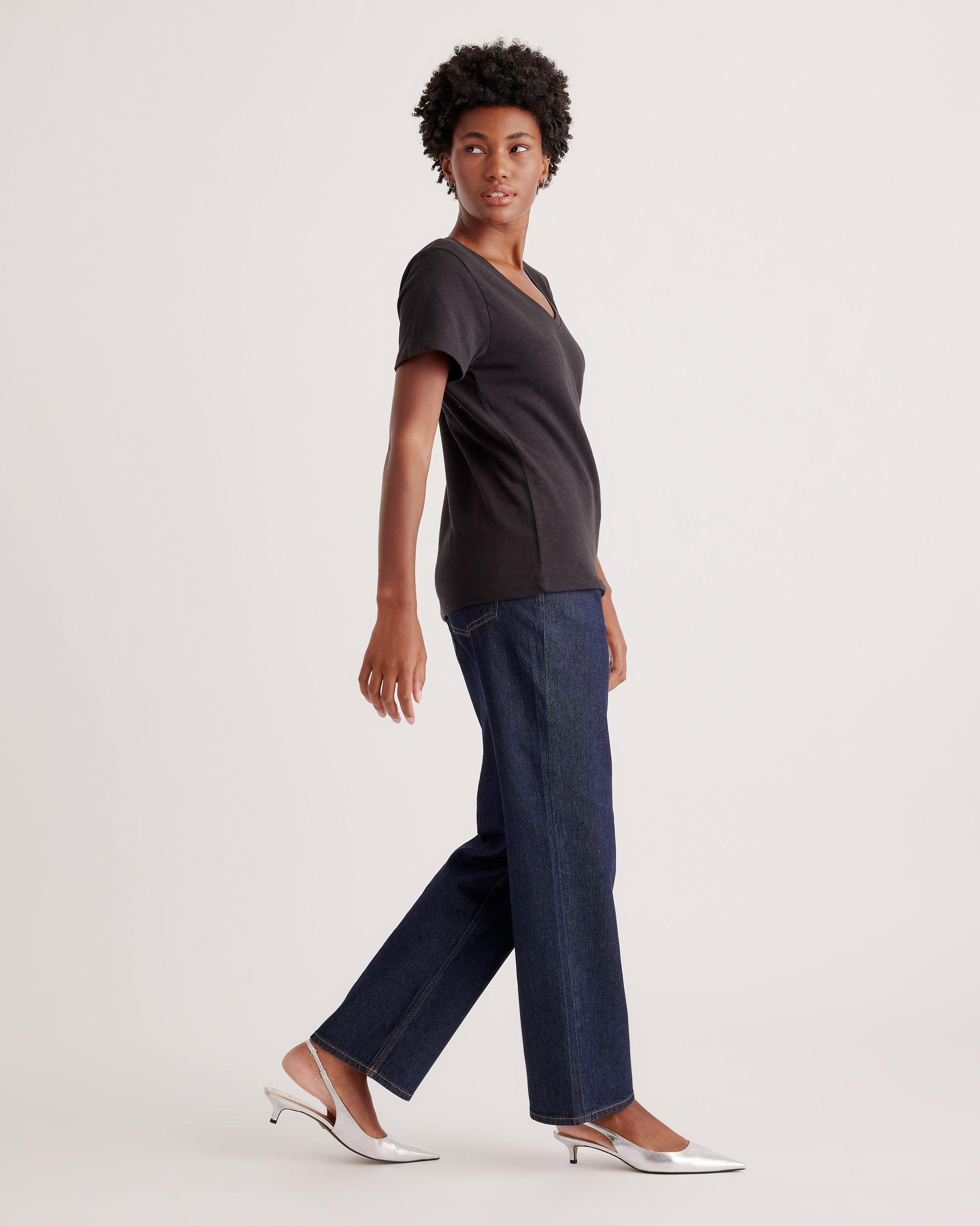 売れ筋商品|||パクト カットソー トップス レディース Women's Organic Cotton Featherweight Slub V-Neck Tee Smoke Pact Women's Organic Cotton Featherweight Slub V-Neck Tee