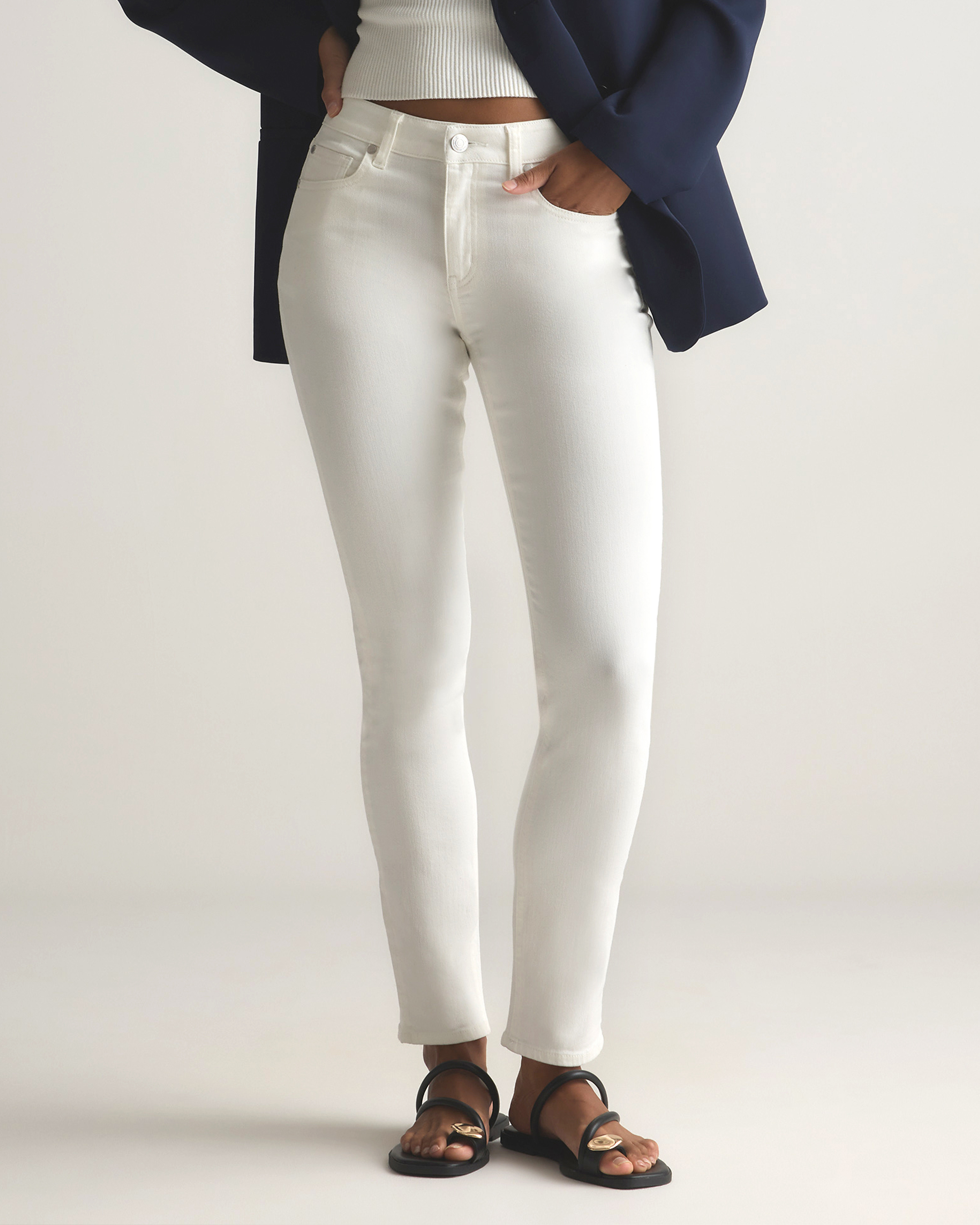 Cloud White Luna Stretch Slim Straight Jeans