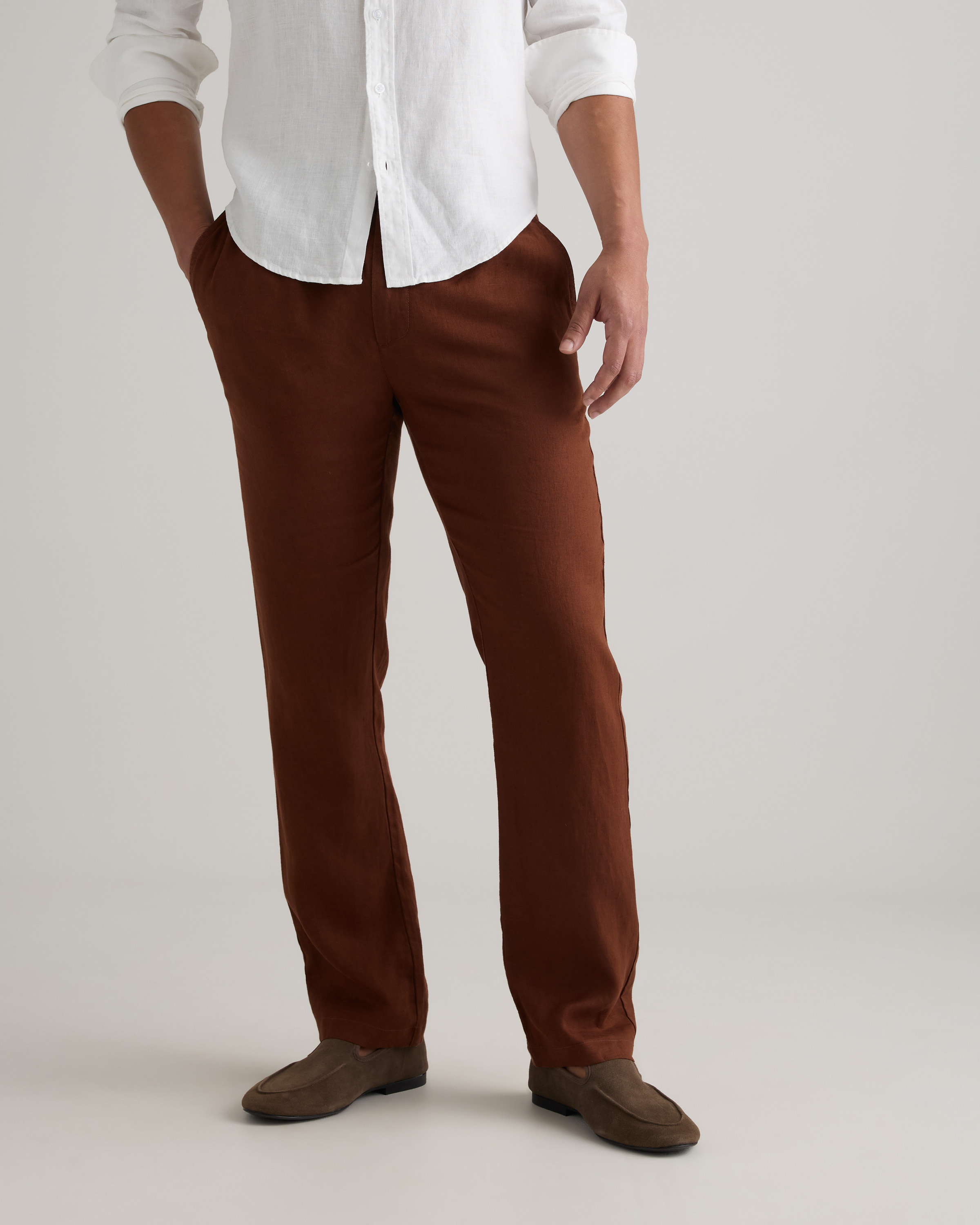 Chocolate 100% European Linen Pants