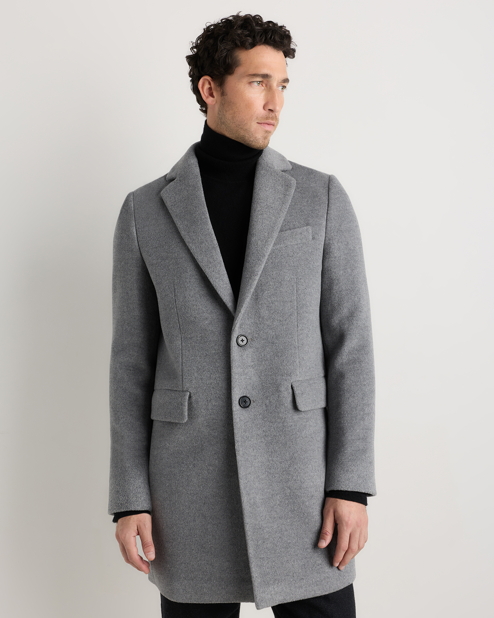 Heather Grey Wool Cashmere Overcoat
