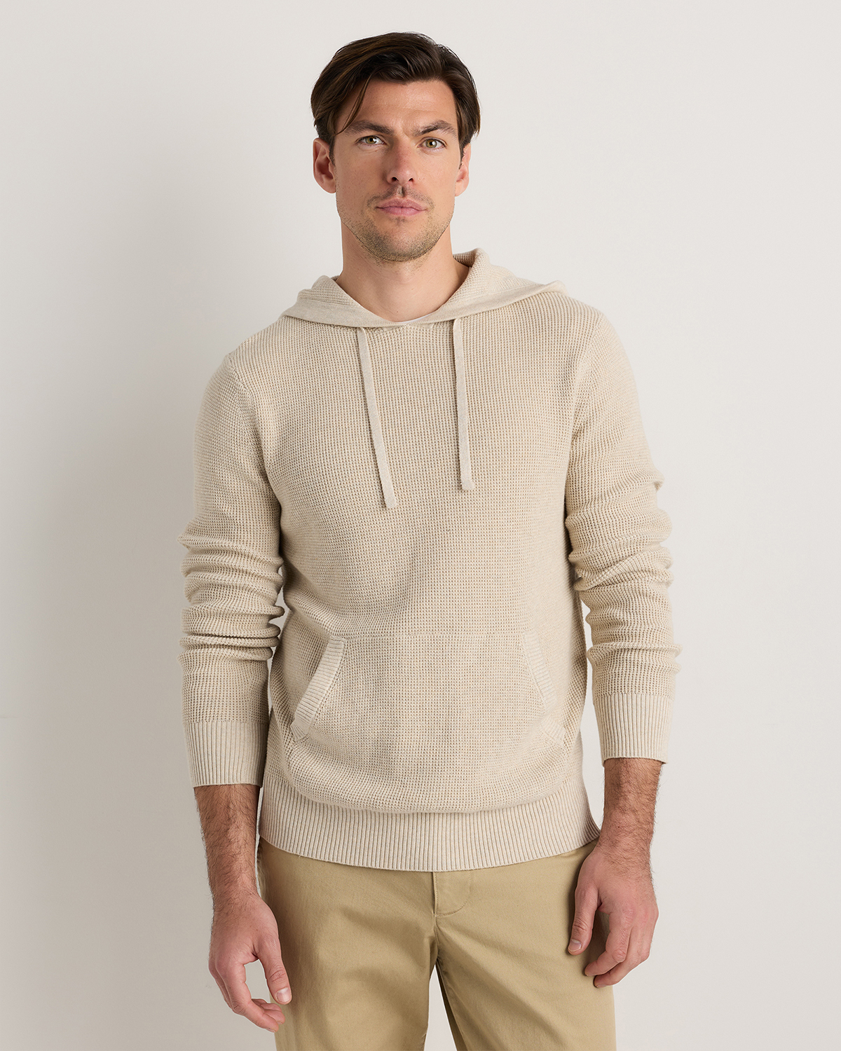 Speckled Beige Organic Cotton Cashmere Waffle Hoodie
