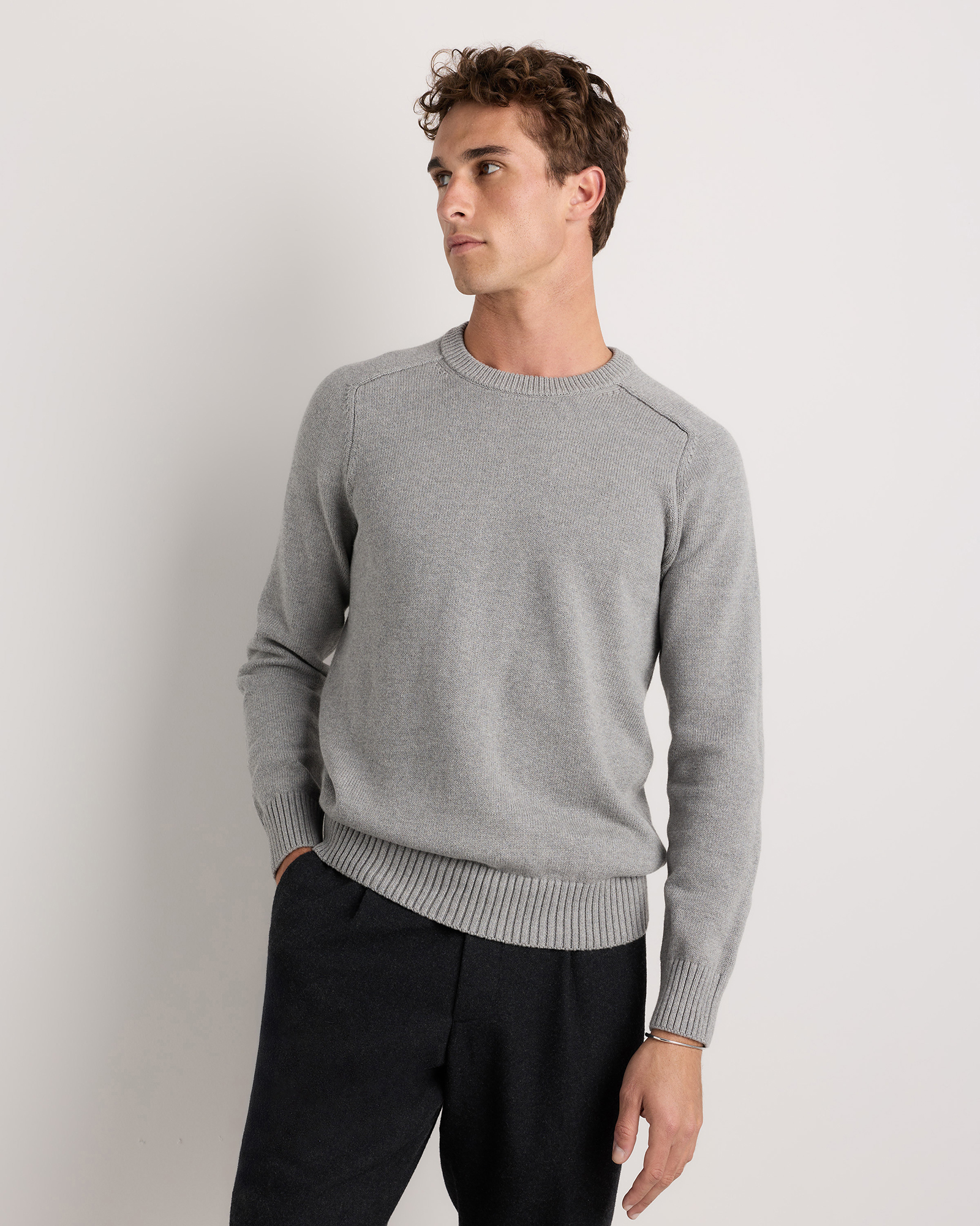 Mid Heather Grey 100% Organic Cotton Crewneck Sweater