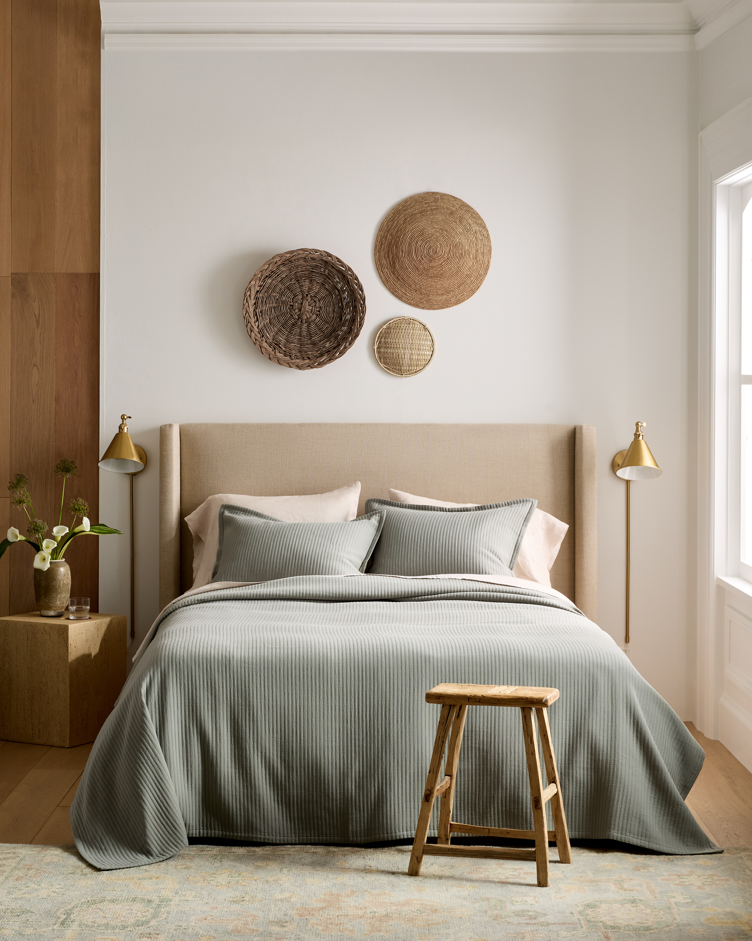 Dried Sage Organic Cotton Matelasse Coverlet Set