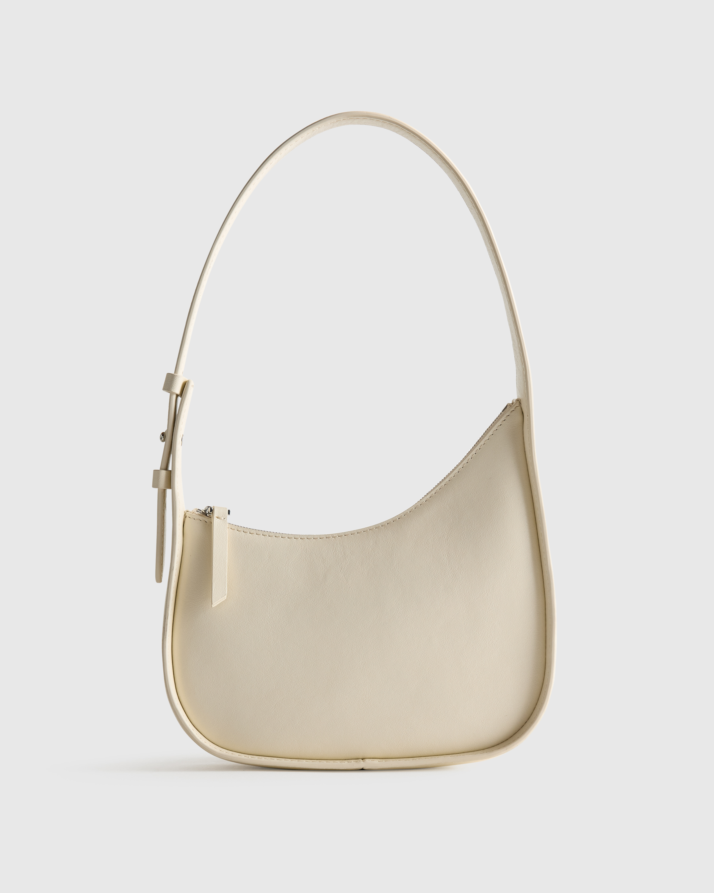 Soft Ivory Italian Leather Asymmetrical Mini Shoulder Bag