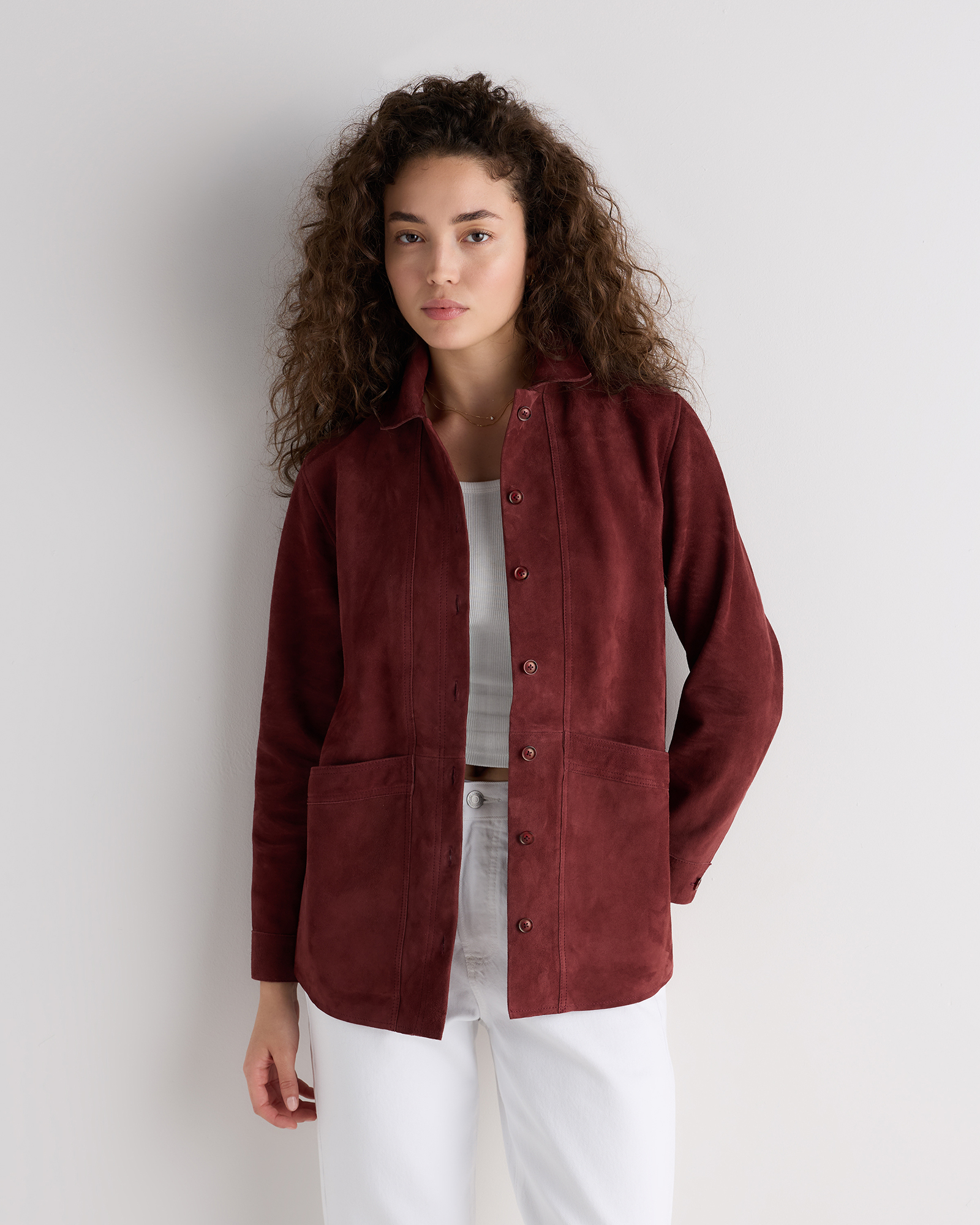 Cassis Red 100% Suede Chore Jacket