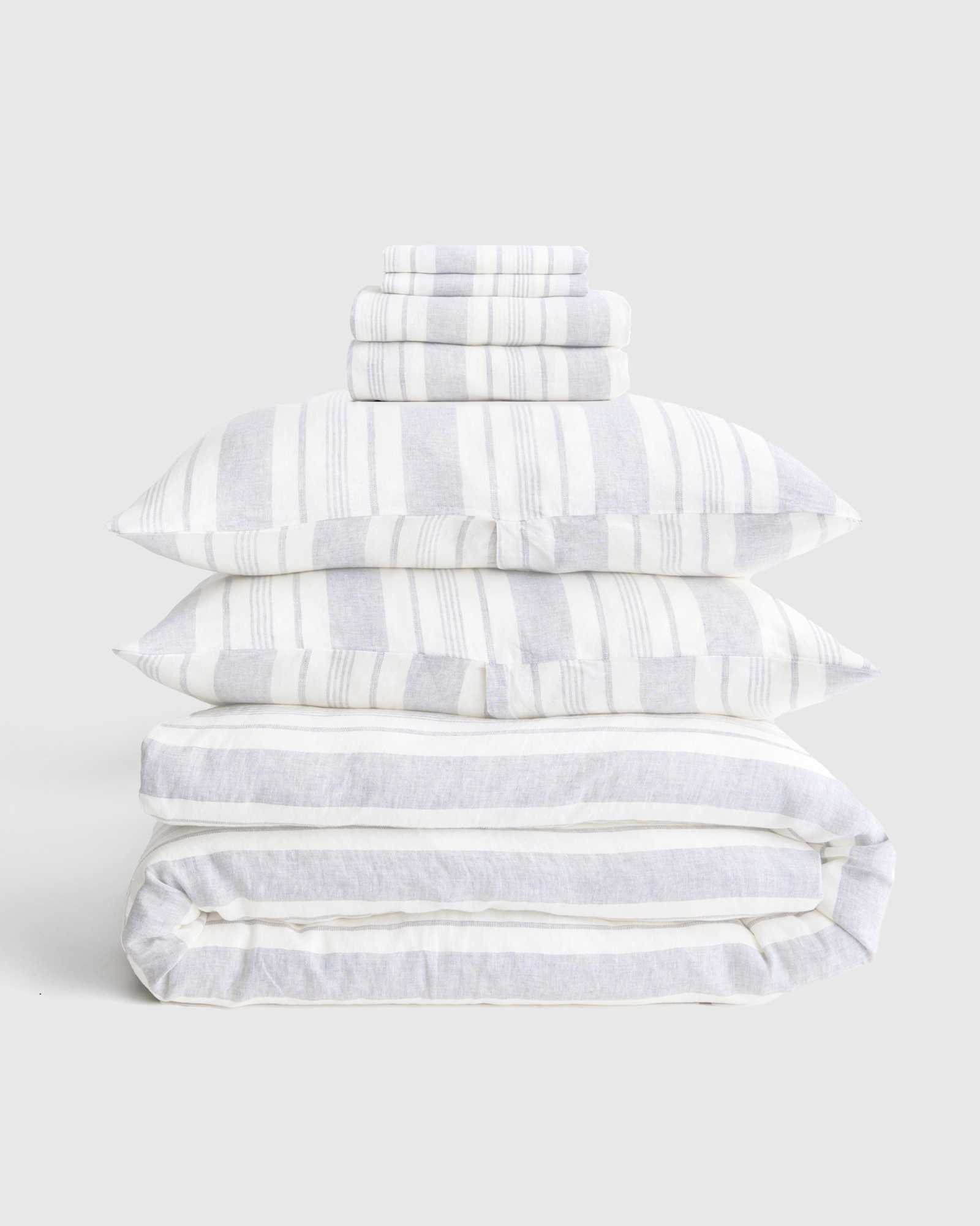 European Linen Modern Stripe Deluxe Bedding Bundle