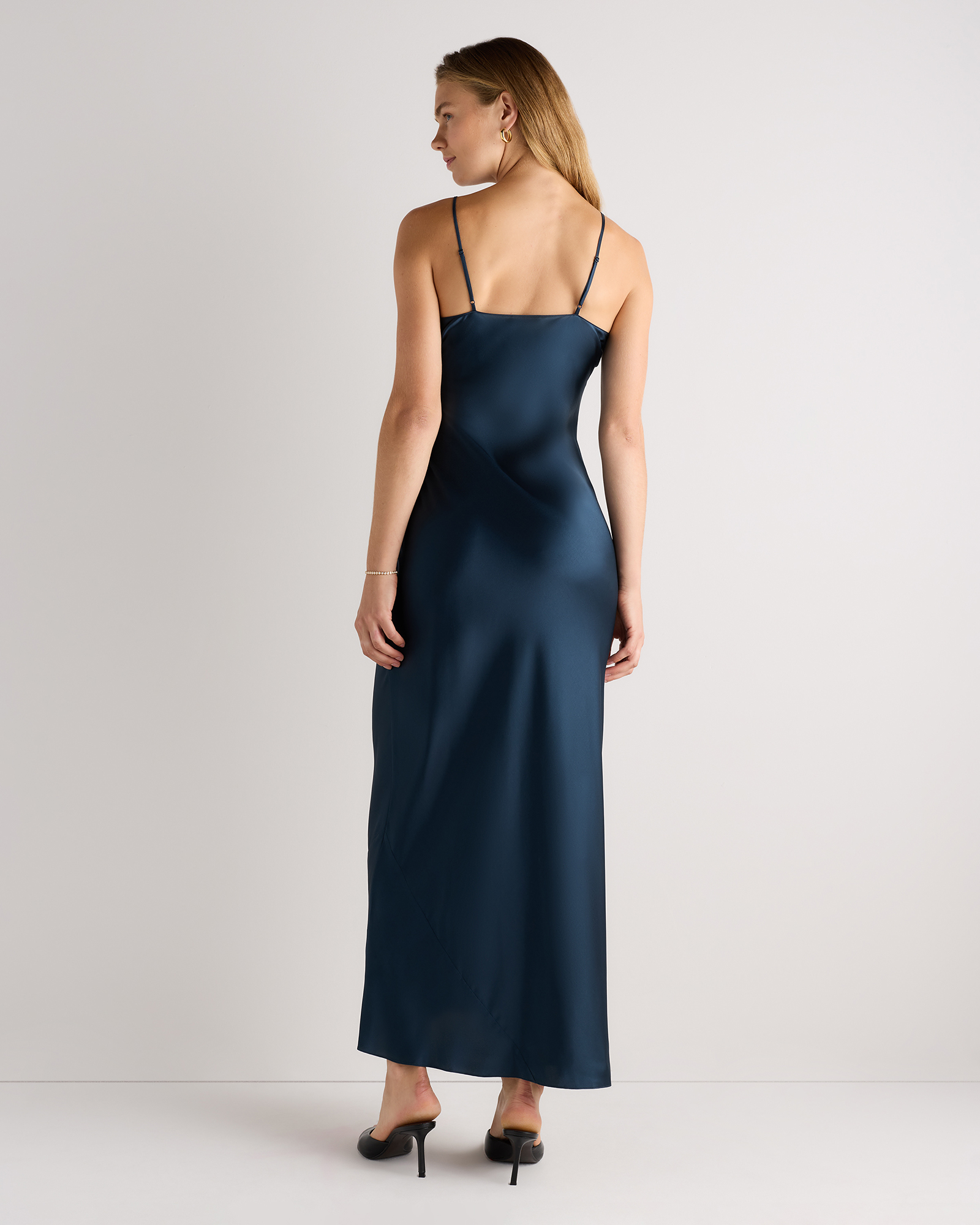 blue silk slip dress 100% Washable Maxi Size:US size 16W night comfort 80032 Vintage Party Dress,90s Prom