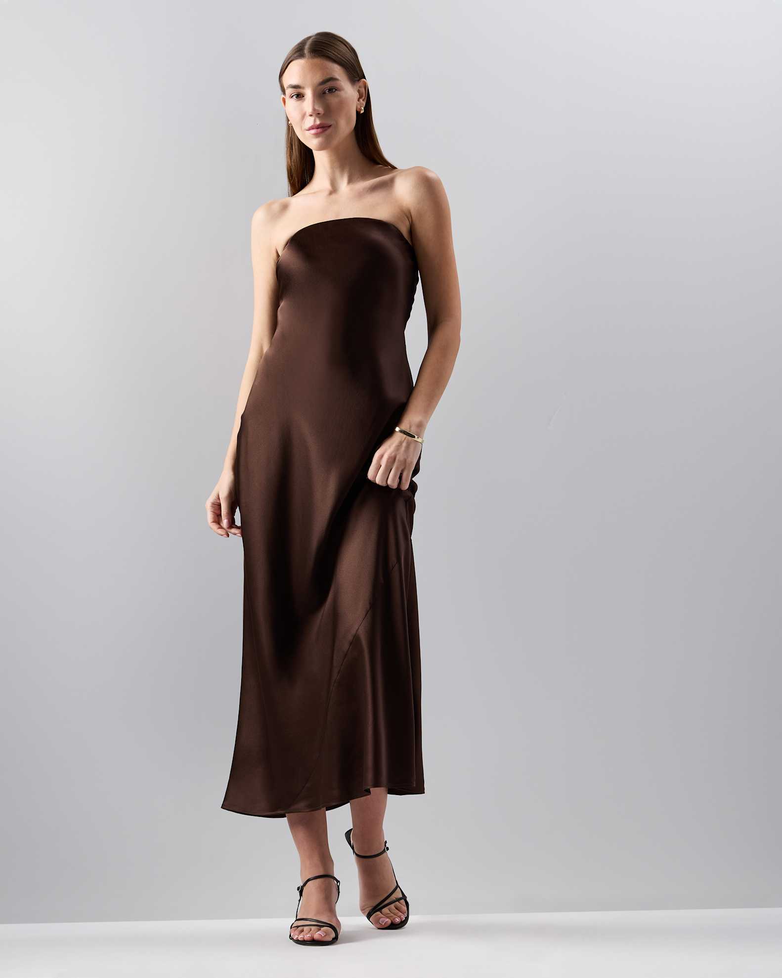 100% Washable Silk Strapless Midi Dress 100% Washable Silk Strapless Midi Dress