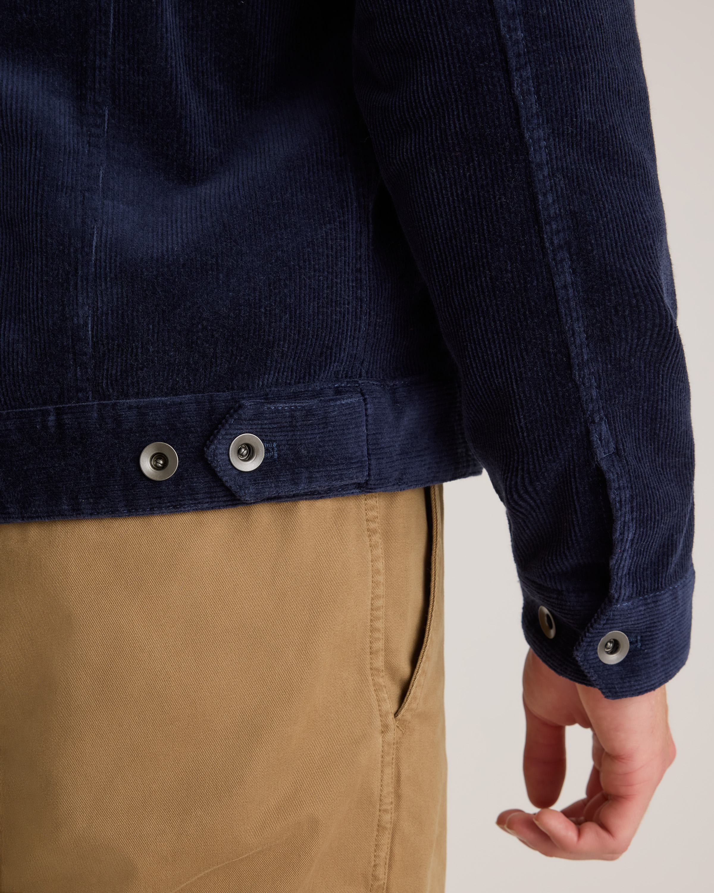 Organic Stretch Corduroy Trucker Jacket in Deep Navy