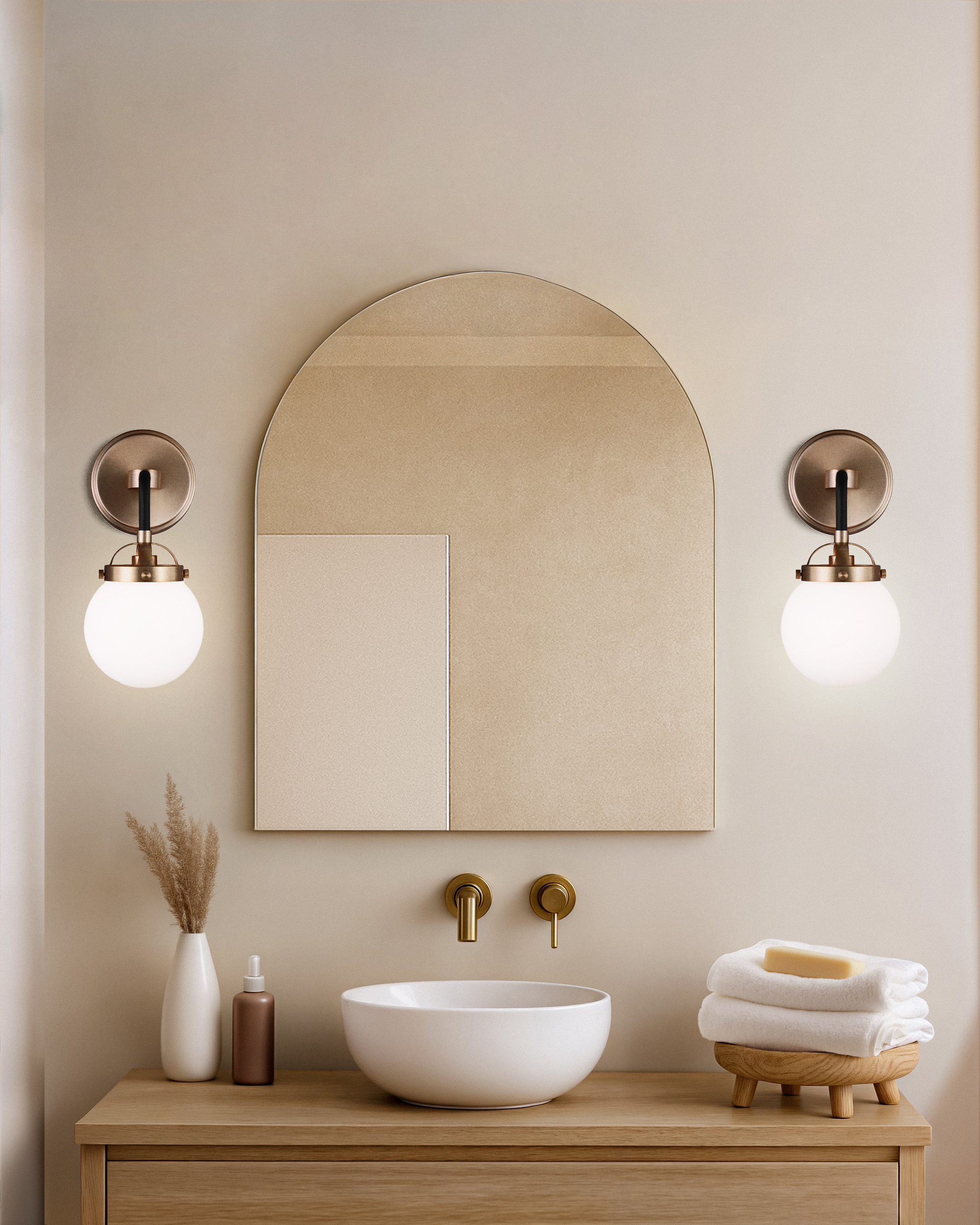 Single Globe Steel Sconce - thumbnail 2