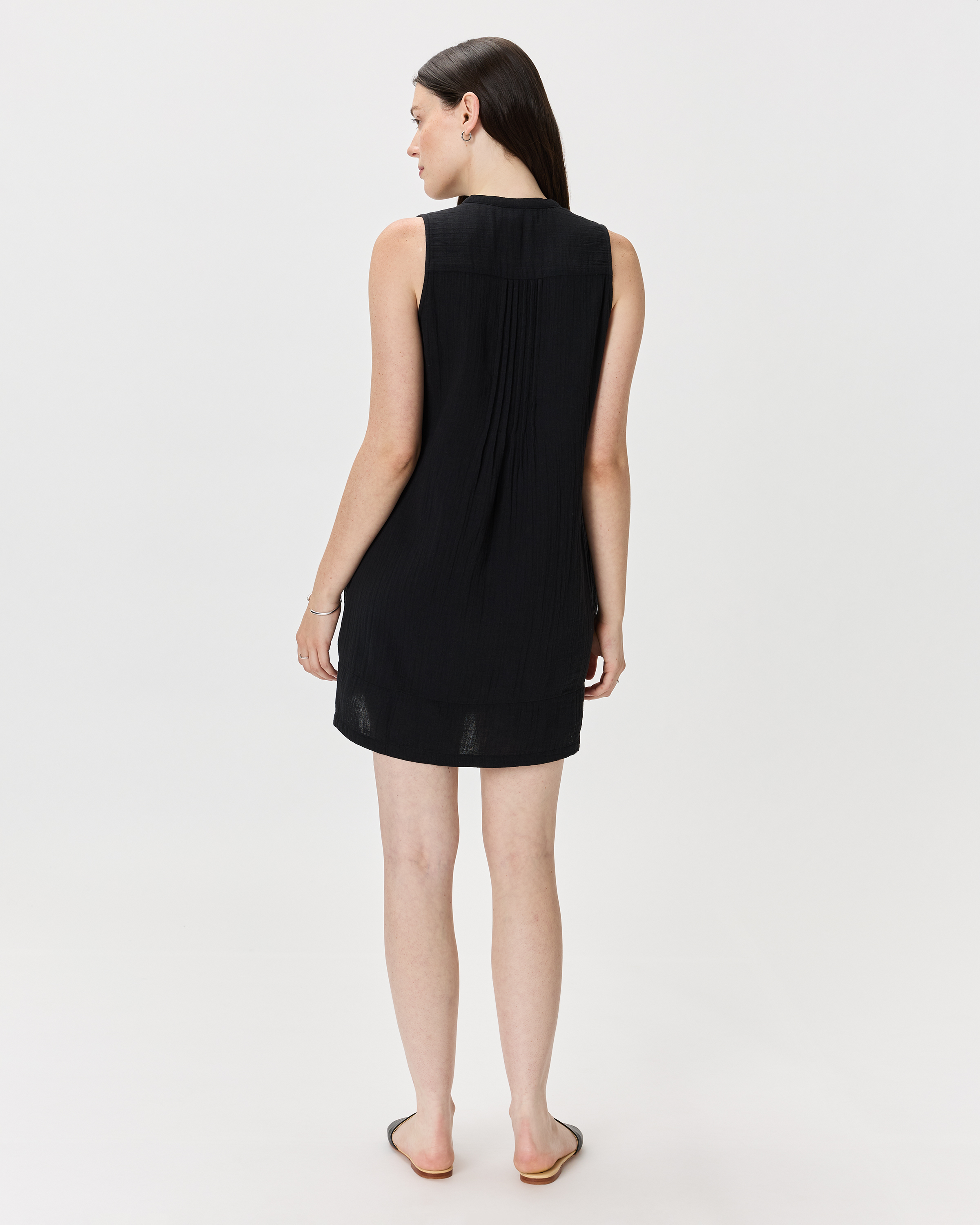 black gauze dress pockets The Gauze Open-Back Dress