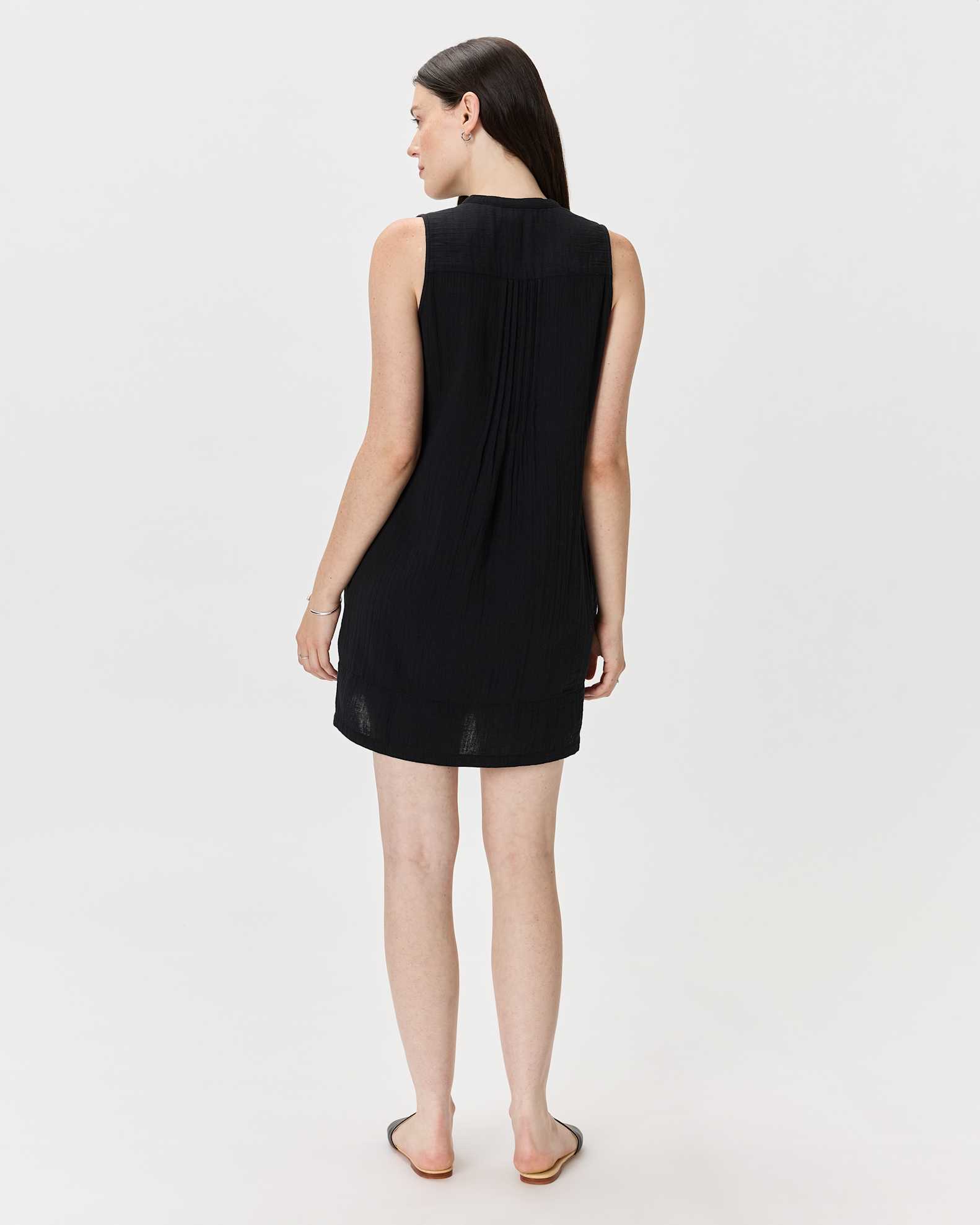 black gauze dress pockets The Gauze Open-Back Dress