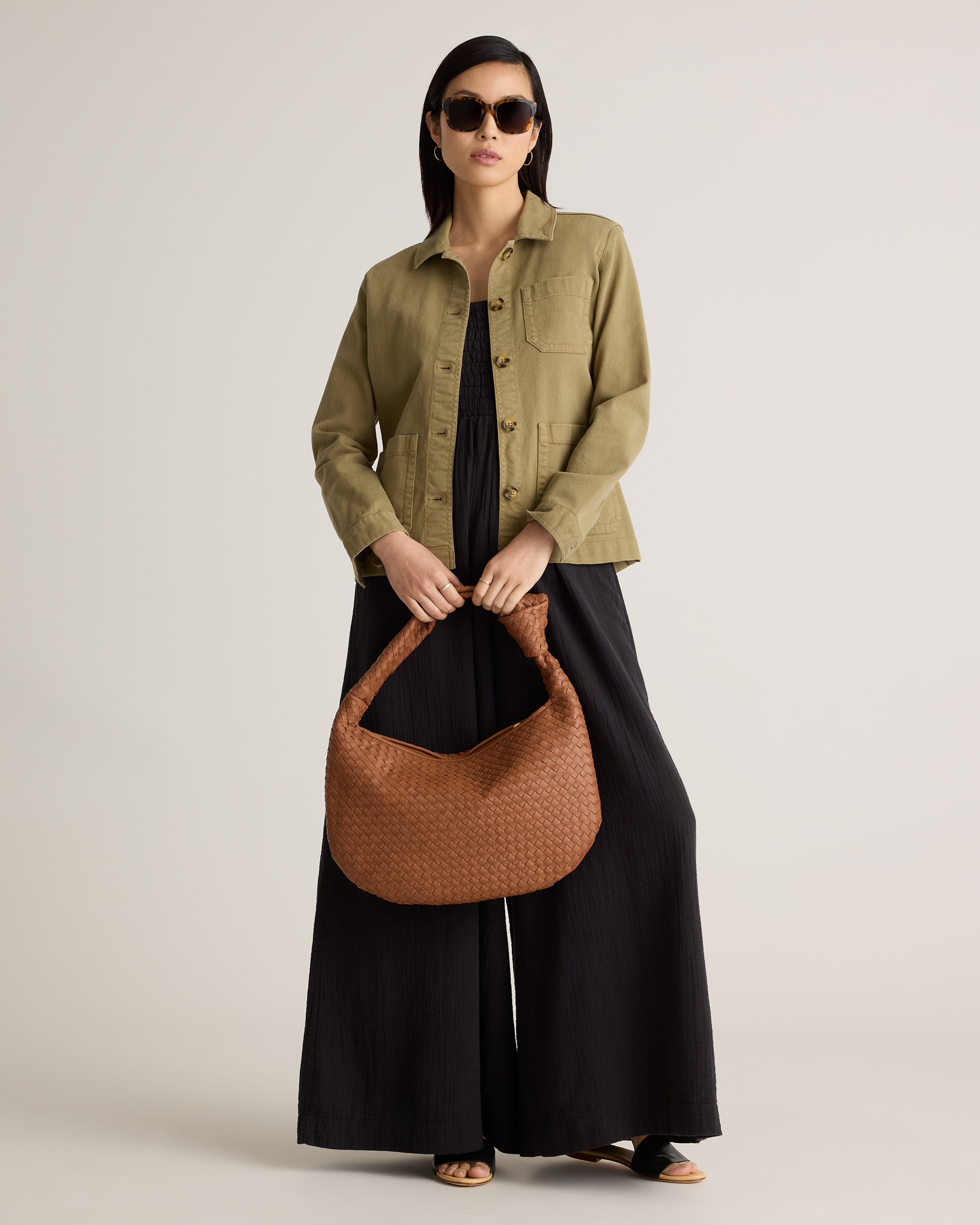 Italian Leather Handwoven Slouchy Shoulder Bag
