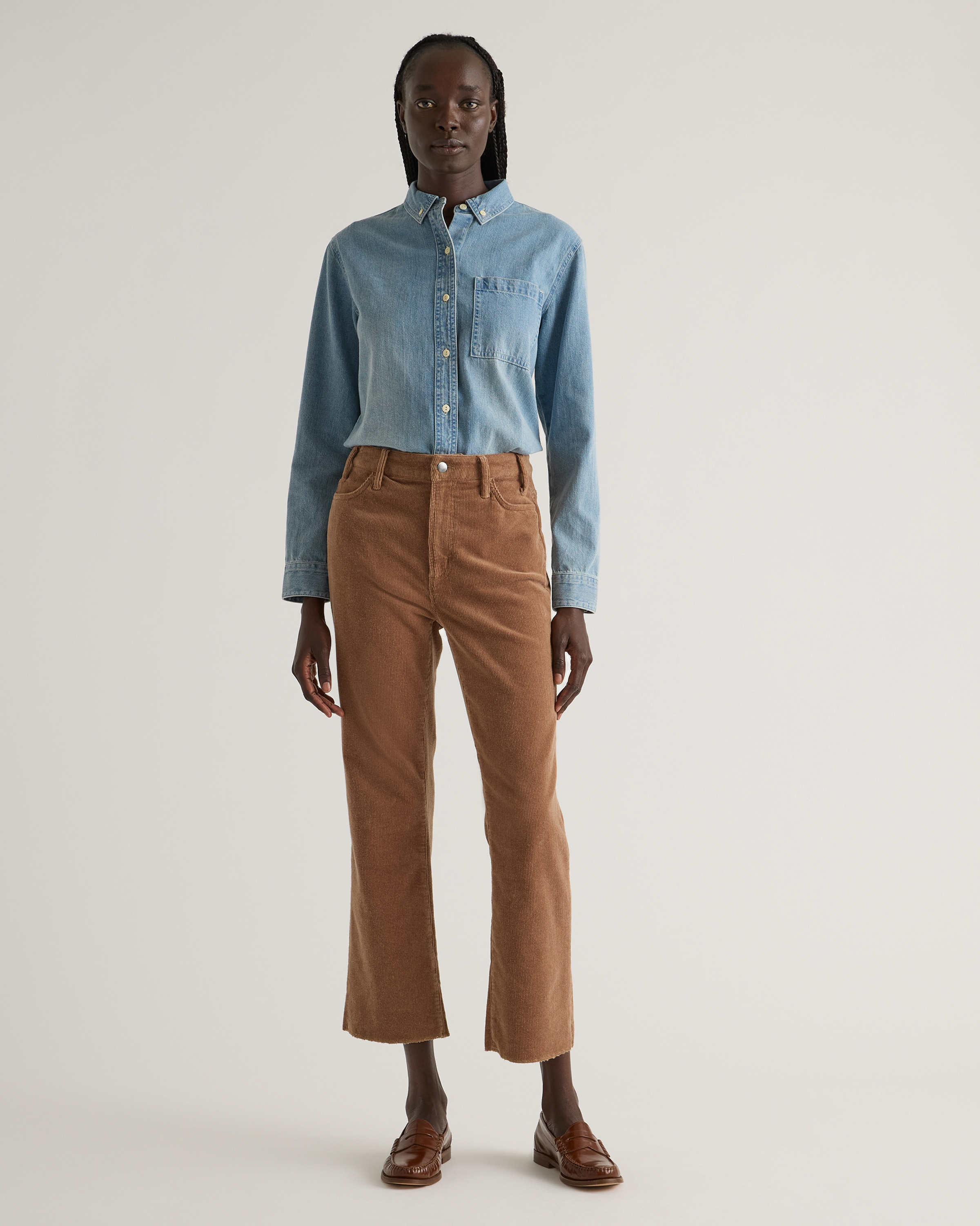 brown flare dress pants Lyla Mocha Dressy Tailored Flared Trouser Pants | Modest Pants main image 1