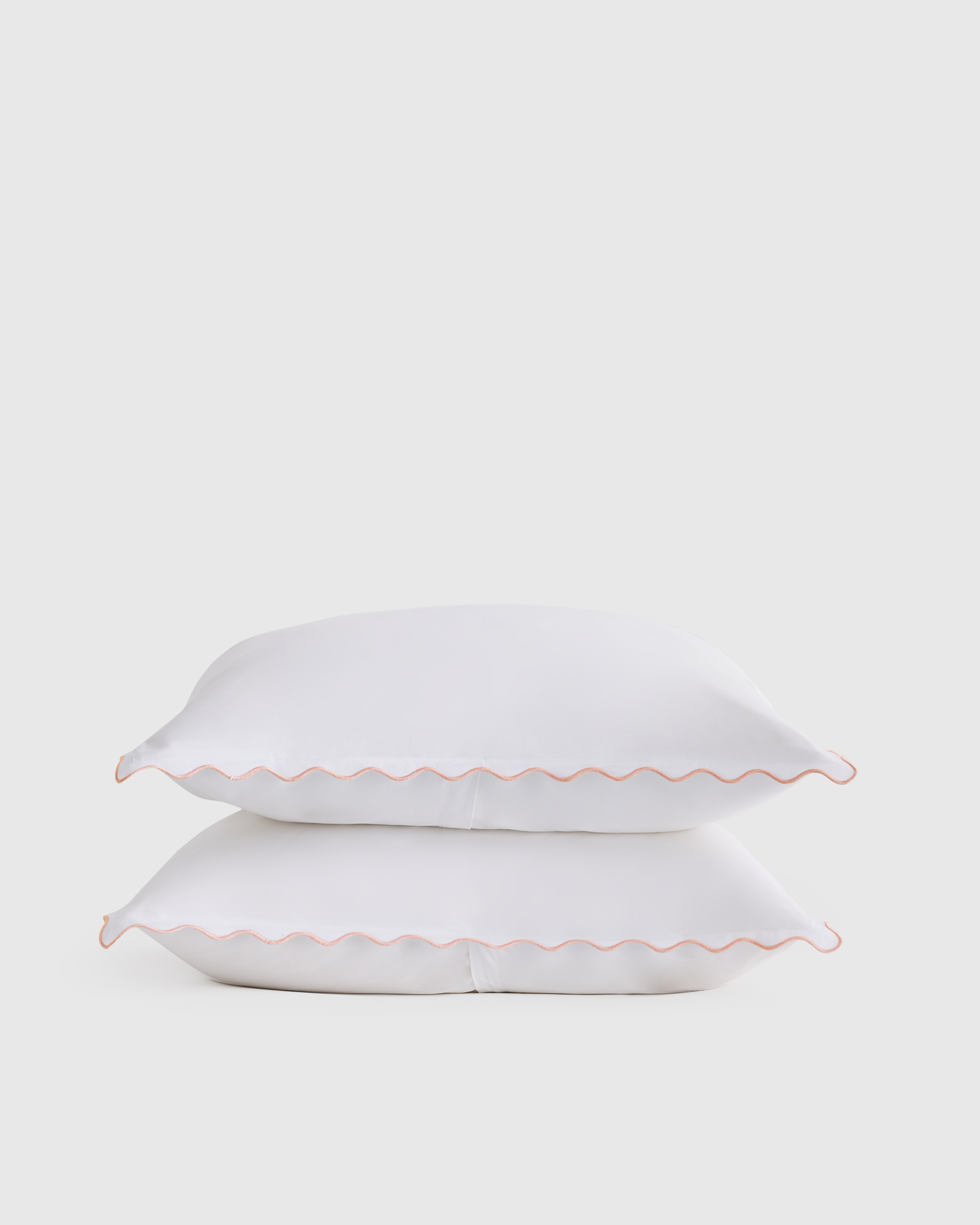 White/Rose Classic Organic Percale Scallop Sham Set