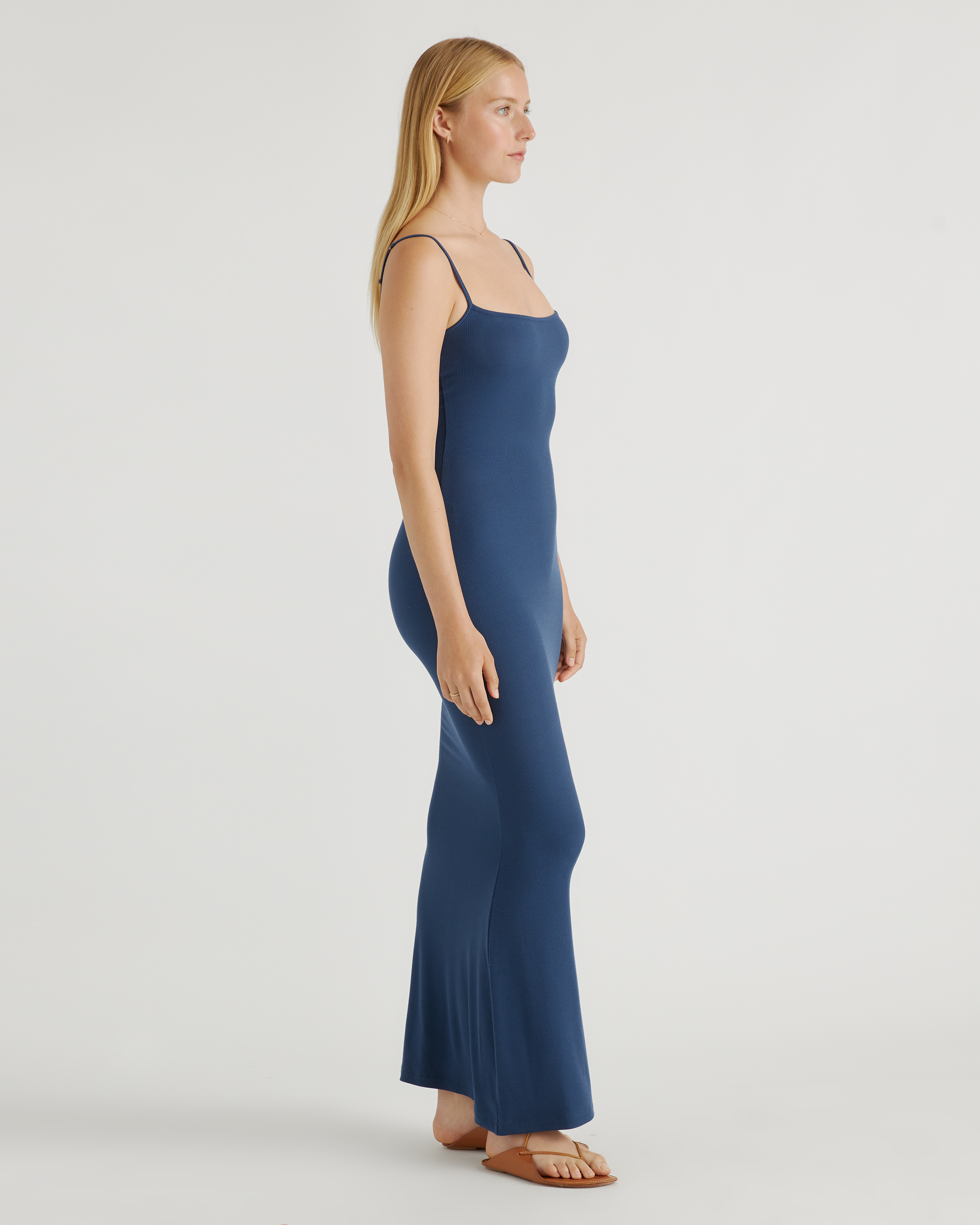 tencel rib knit maxi slip dress Quince Women's Tencel Rib Knit Maxi Slip Dress, Black, Size XL, Cotton/Modal Blend, Body-Hugging Fit