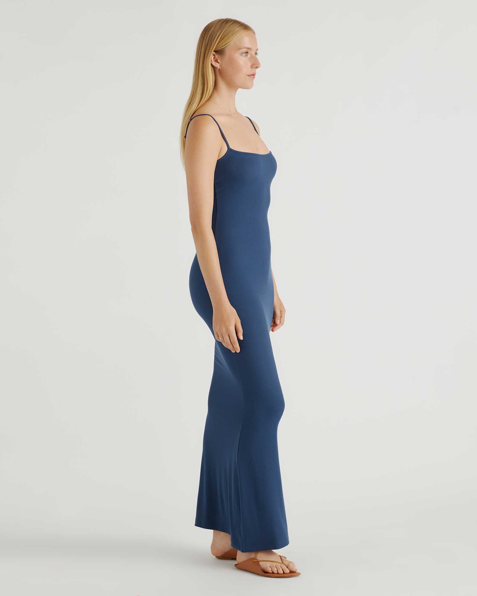 tencel rib knit maxi slip dress Quince Women's Tencel Rib Knit Maxi Slip Dress, Black, Size XL, Cotton/Modal Blend, Body-Hugging Fit