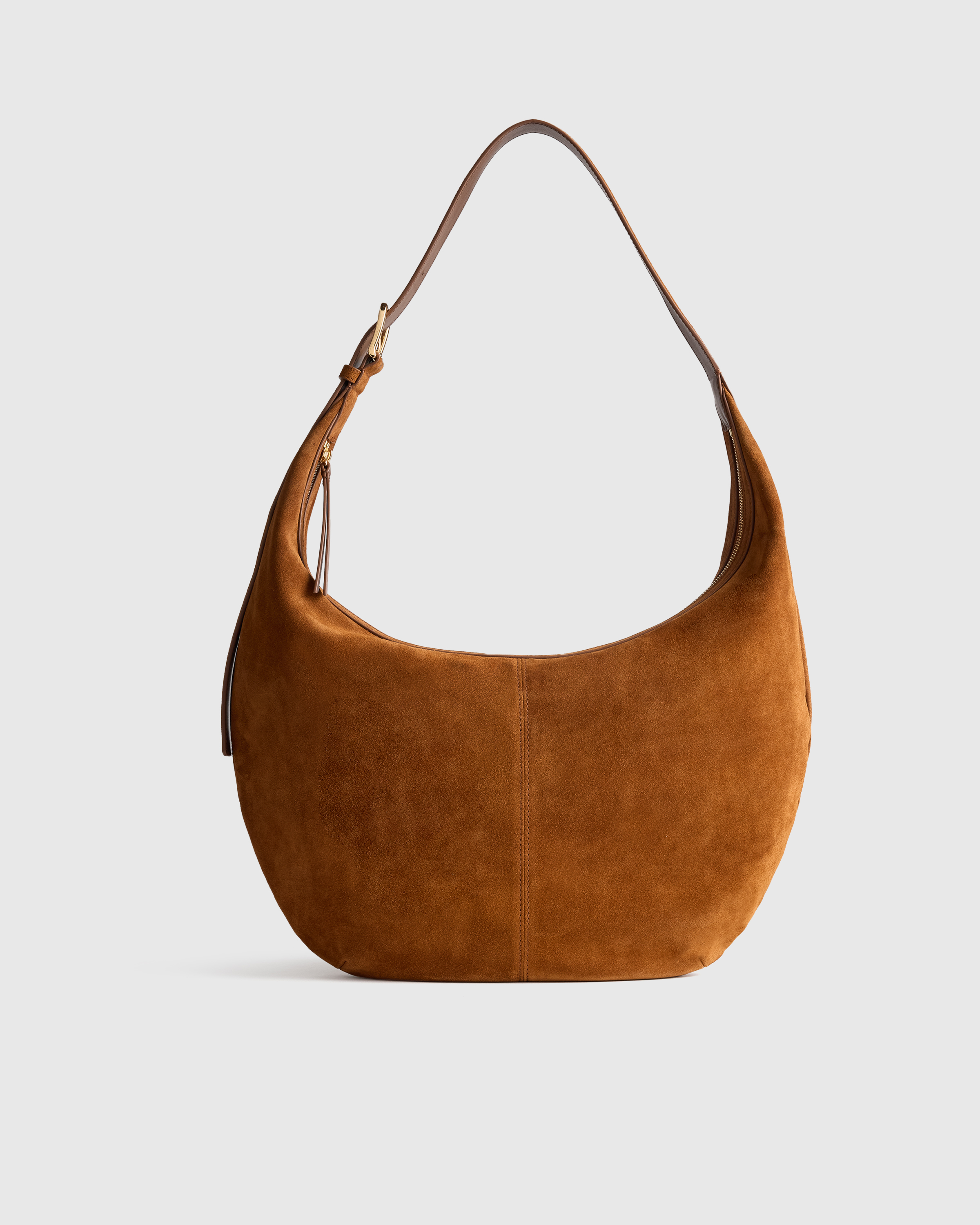 Whiskey Italian Suede Crescent Shoulder Bag