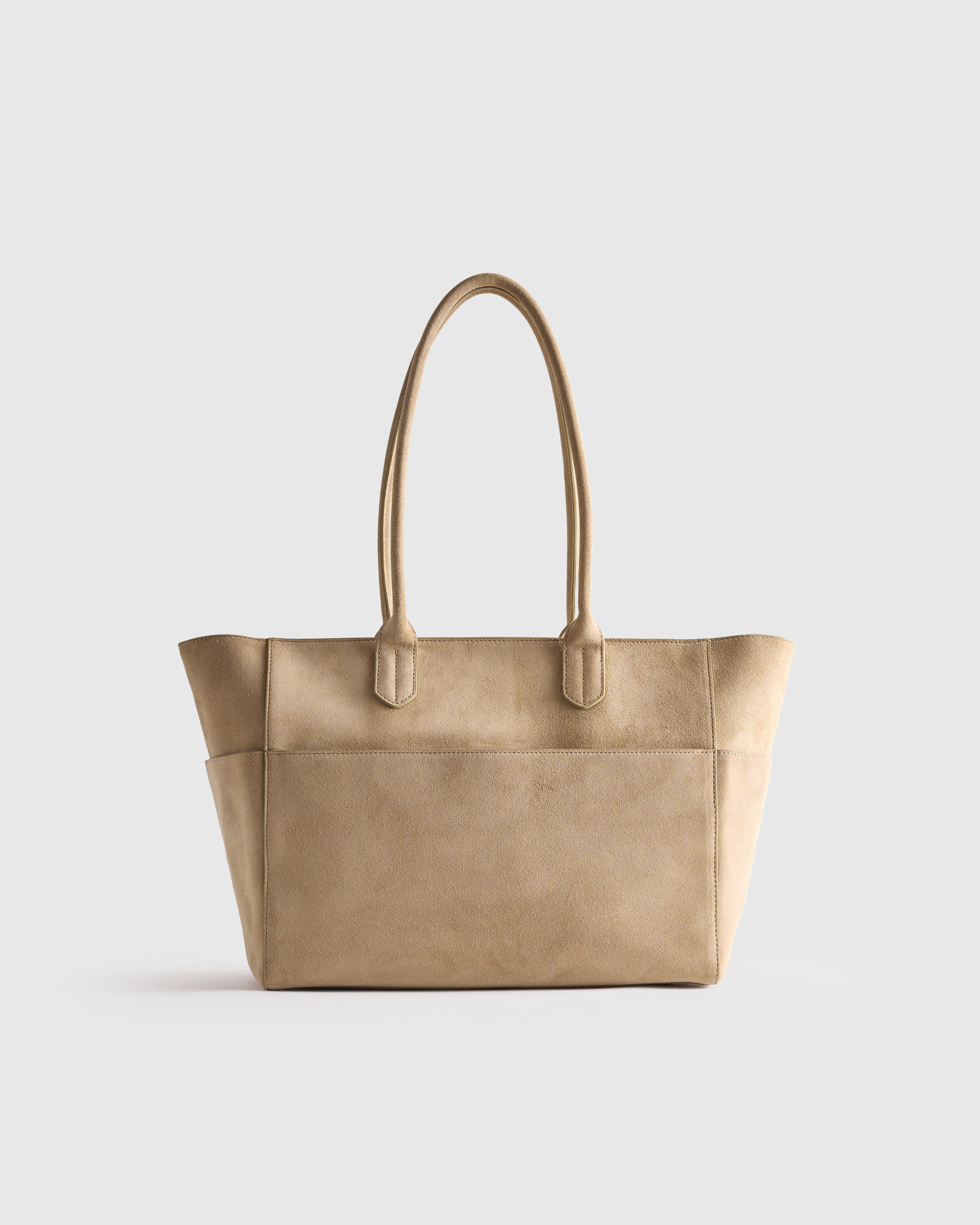 Sand Italian Suede Shopper Tote