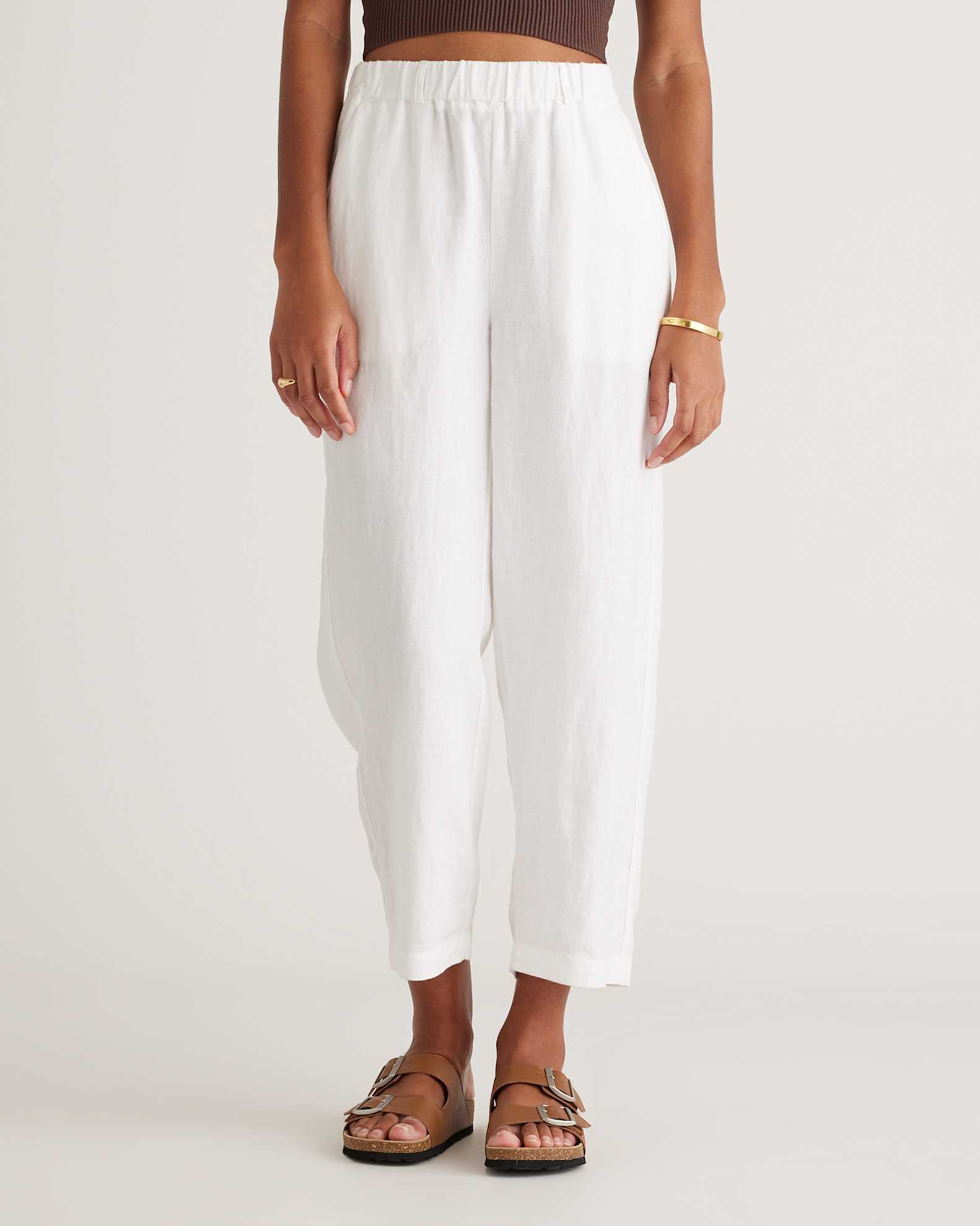 Women's Linen Pants in White, Size Medium by Quince Women's Linen Pants in White, Size Medium by Quince
