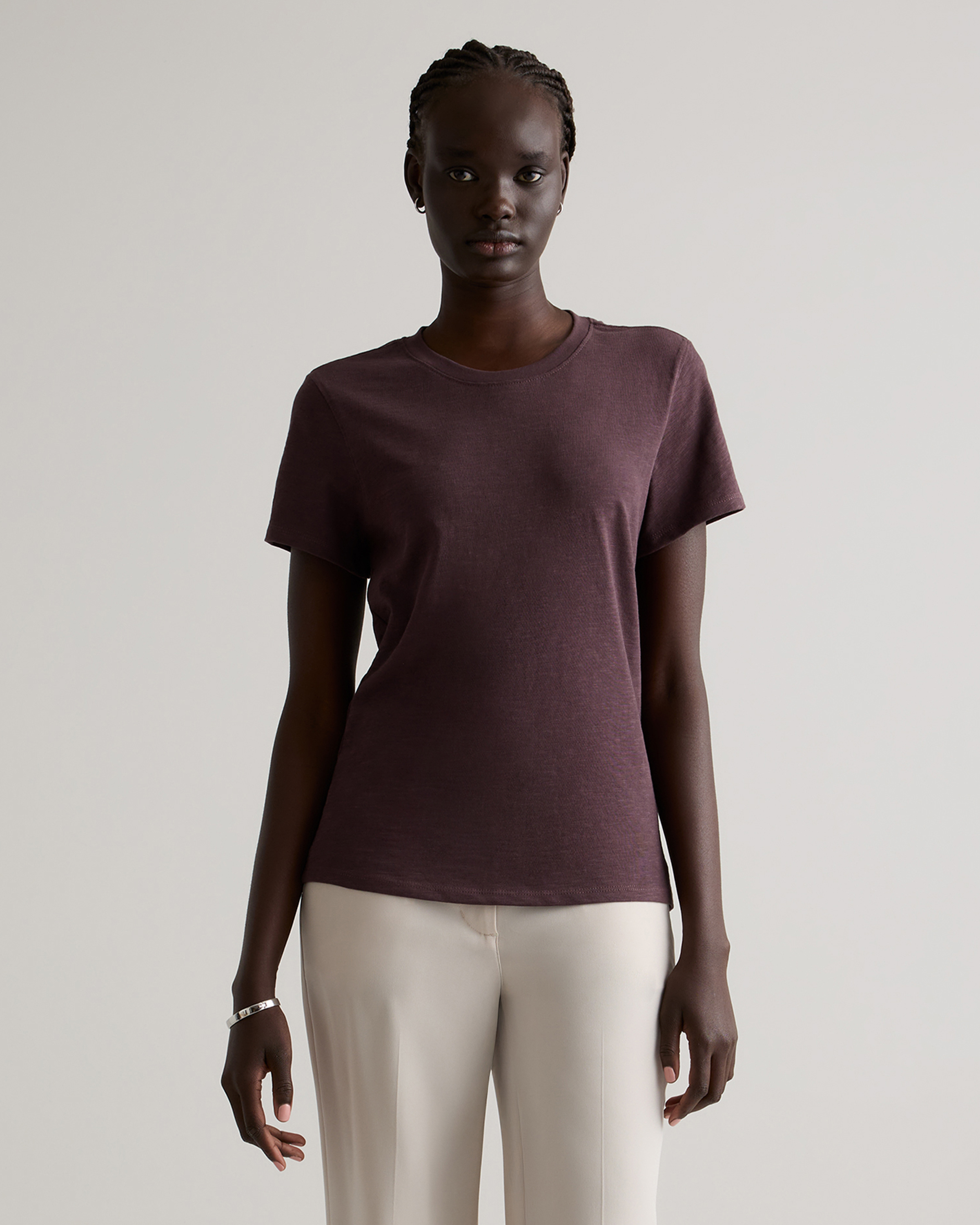 Dried Fig 100% Organic Cotton Slub Crewneck Tee