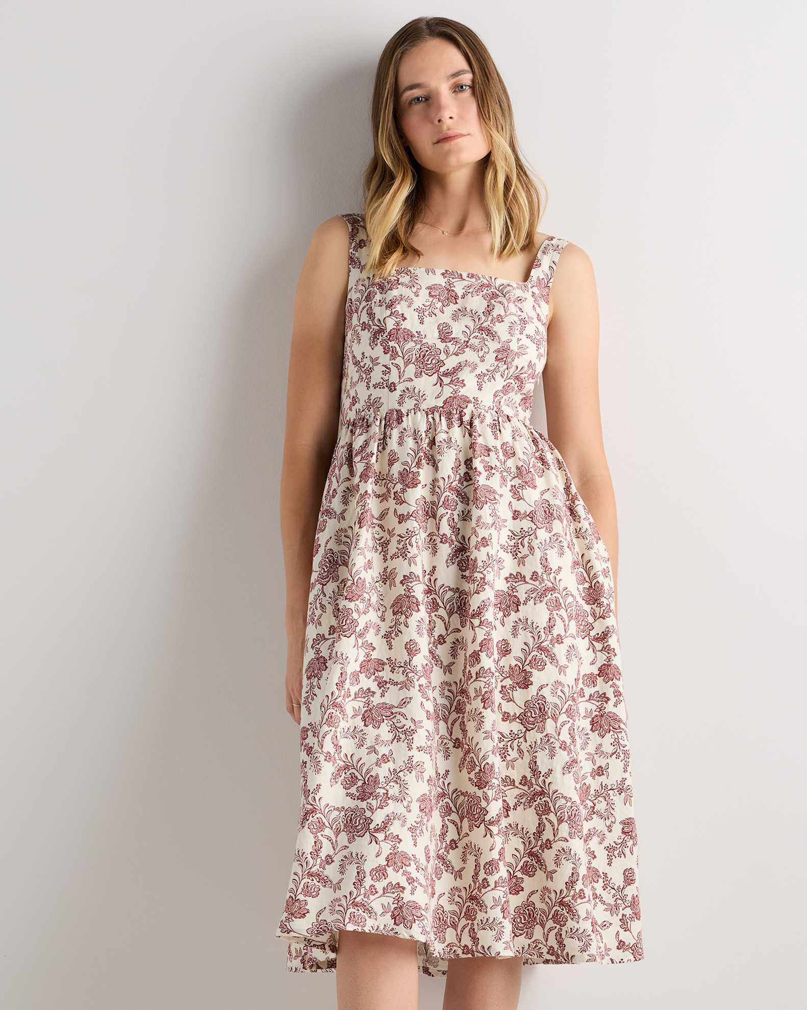 100% European Linen Fit & Flare Midi Dress 100% European Linen Fit & Flare Midi Dress