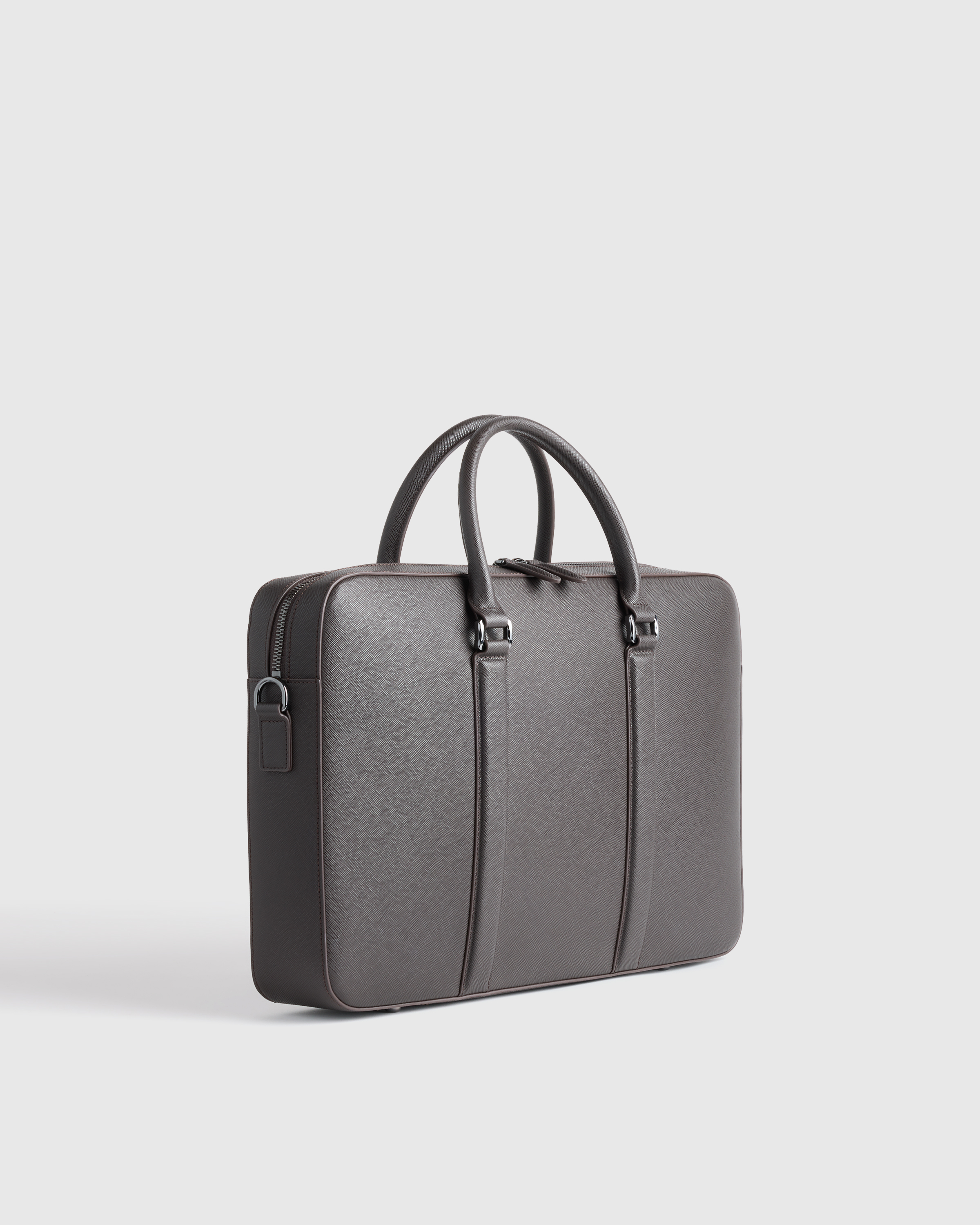 Italian Saffiano Briefcase in Hickory