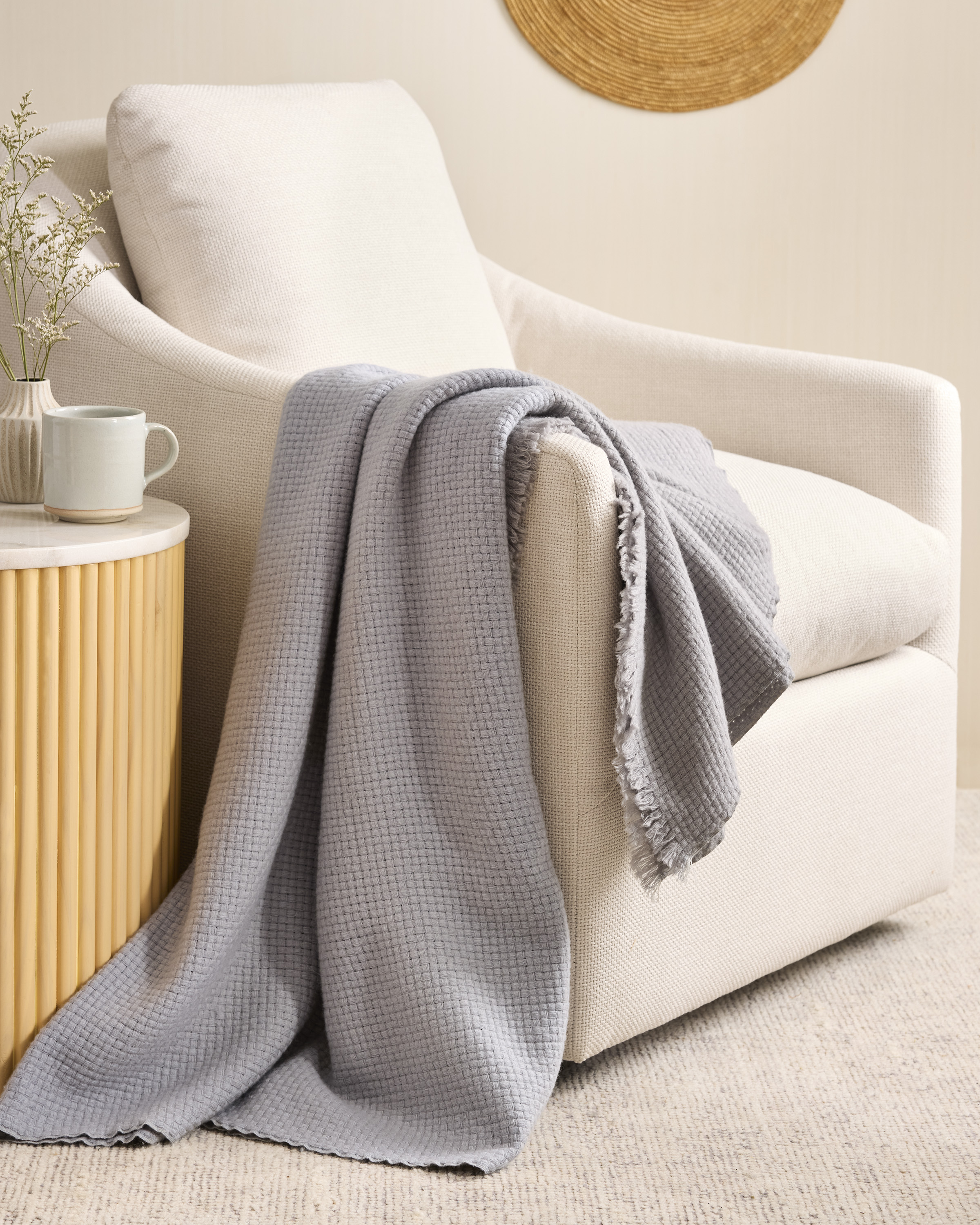 Blue Fog Ultra Luxe Basketweave Throw