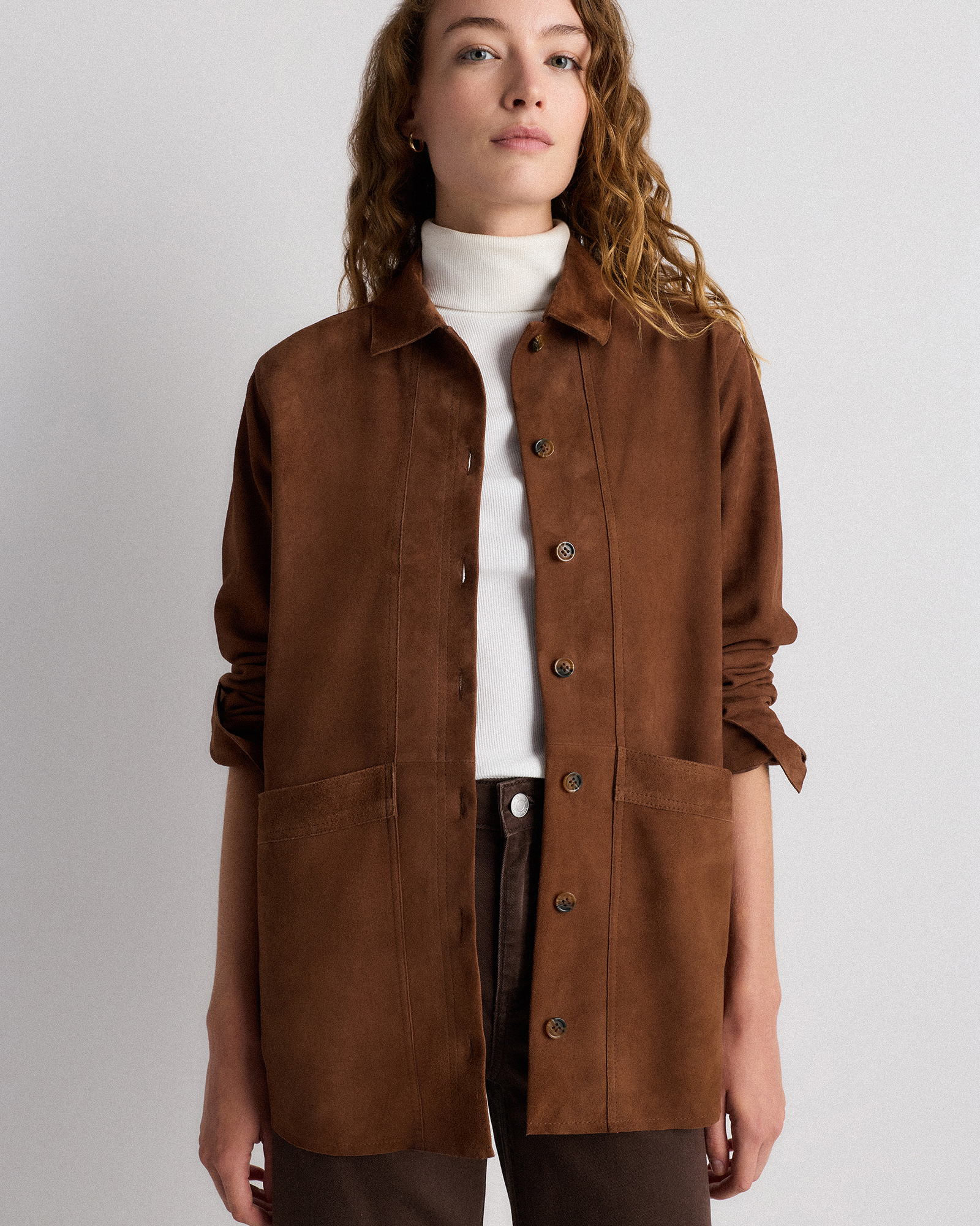 Dark Chestnut Brown 100% Suede Chore Jacket