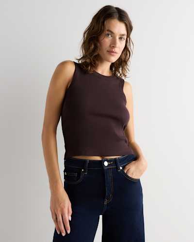 Organic Cotton Micro-Rib Cropped Cutaway Tank