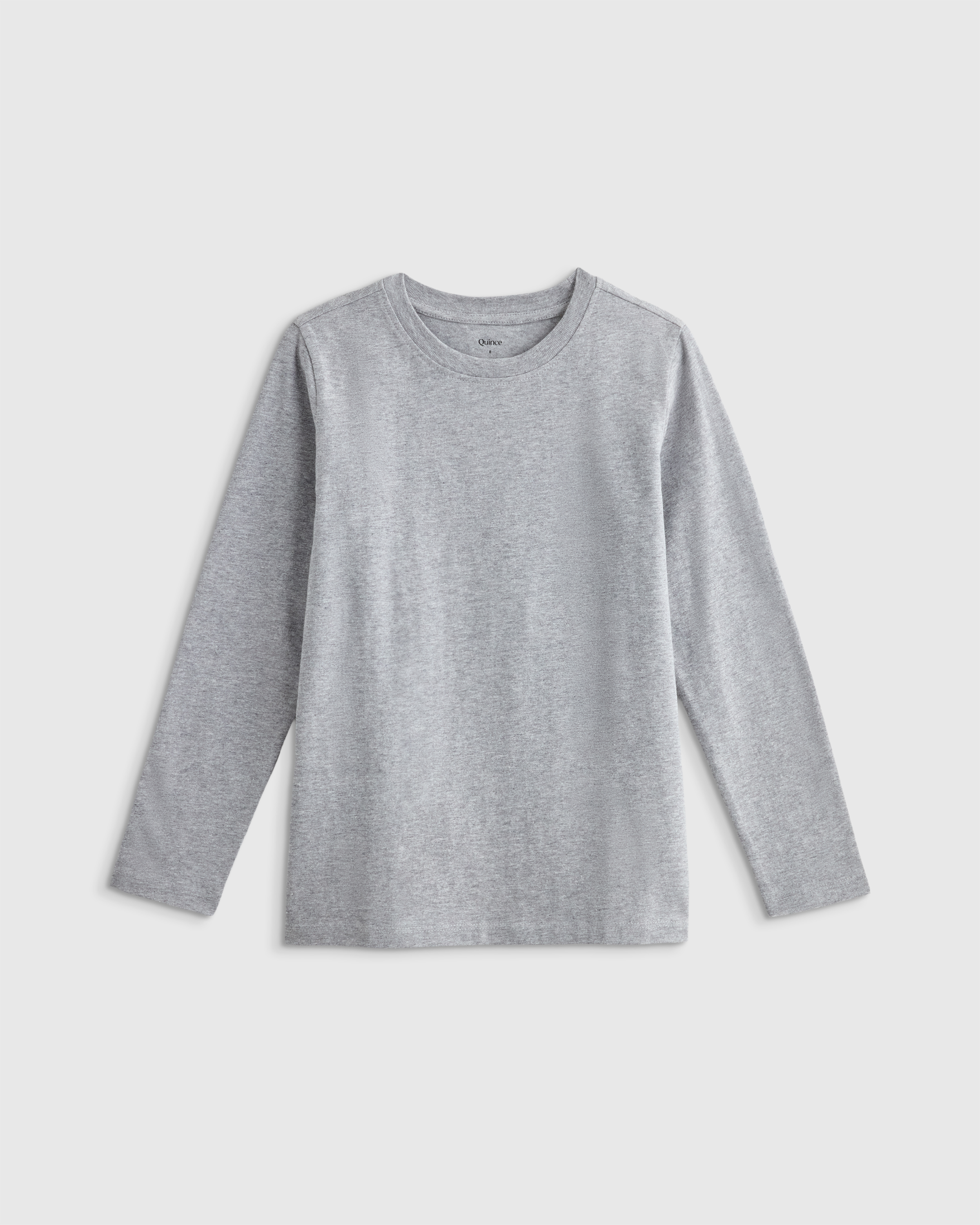 Heather Grey 100% Organic Cotton Jersey Long Sleeve Tee 