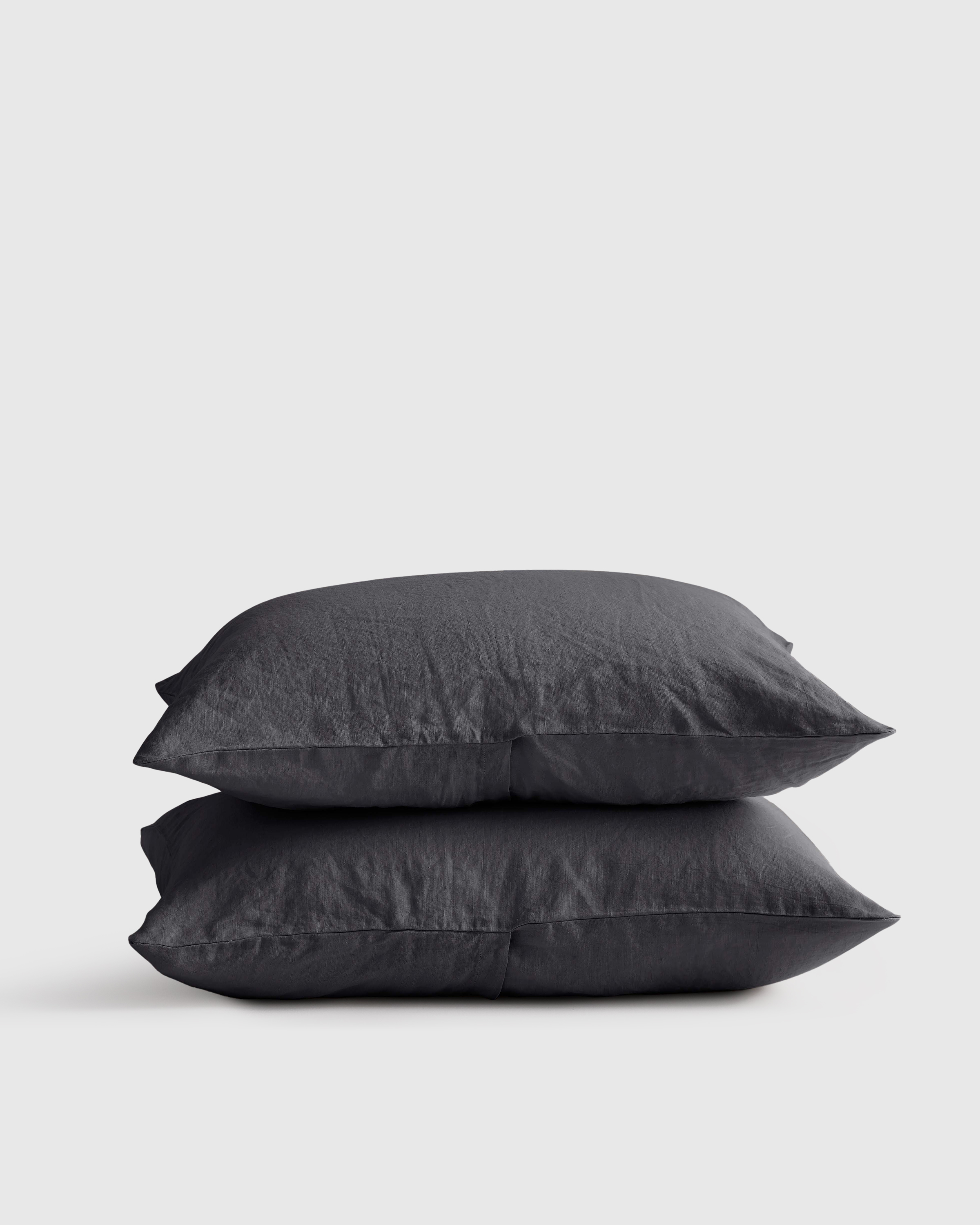 Charcoal European Linen Sham Set