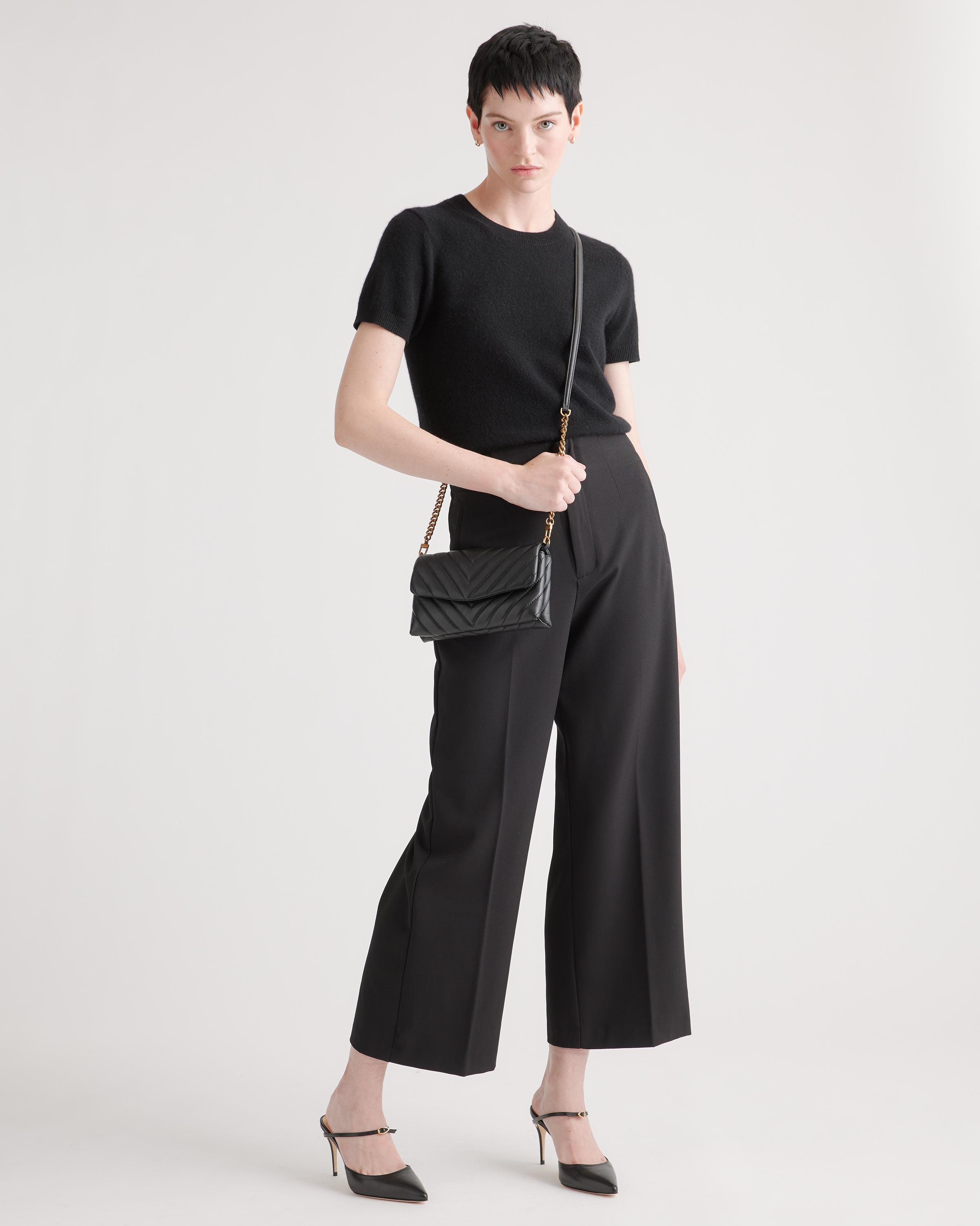 Italian Leather Quilted Wallet Crossbody - Thumbnail 3