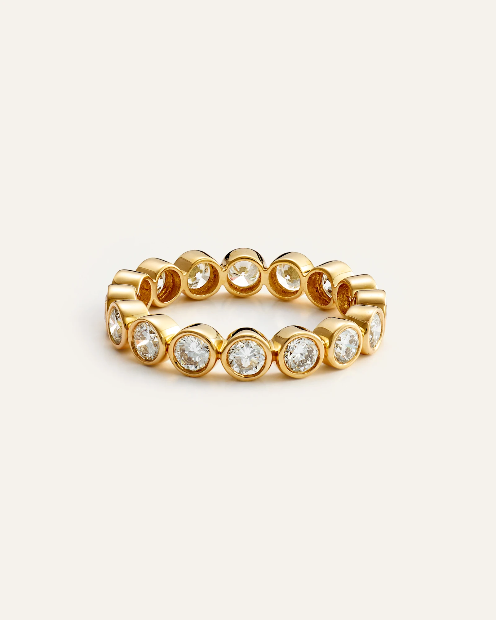 14K Gold Lab Grown Diamond Round Bezel Eternity Band - 2ctw