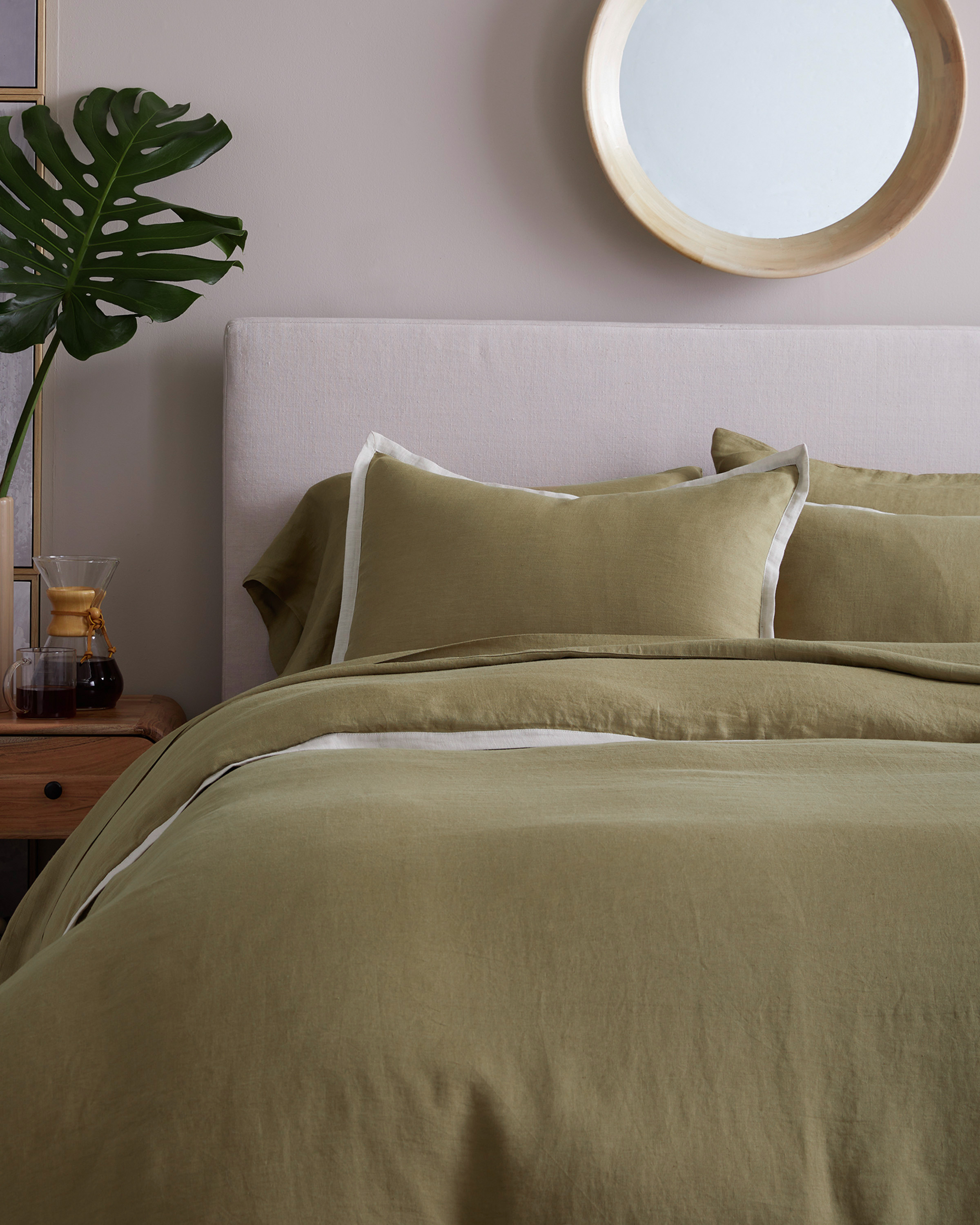 European Linen Contrast Flange Duvet Cover - Thumbnail 4