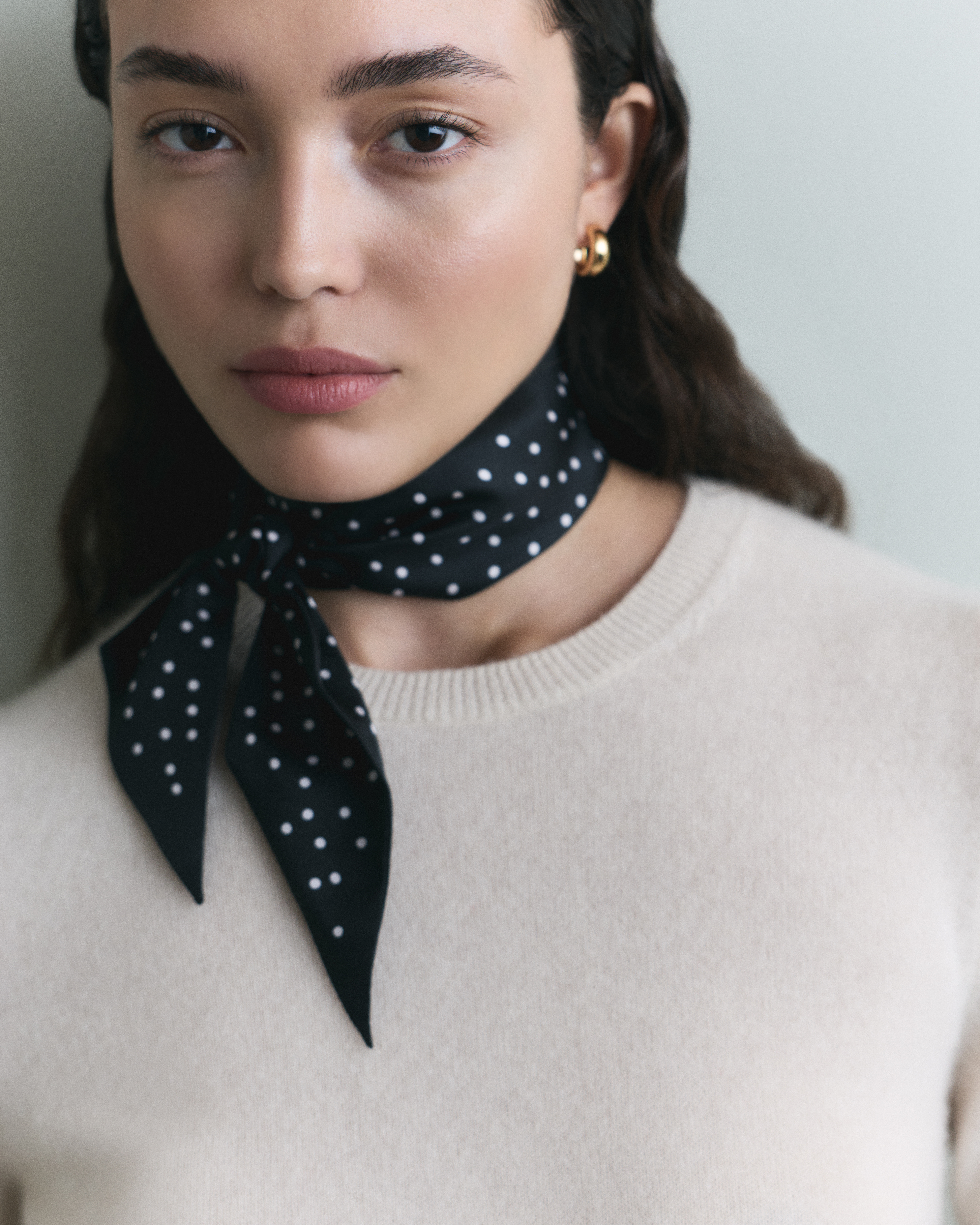 100% Silk Printed Skinny Scarf - thumbnail 2